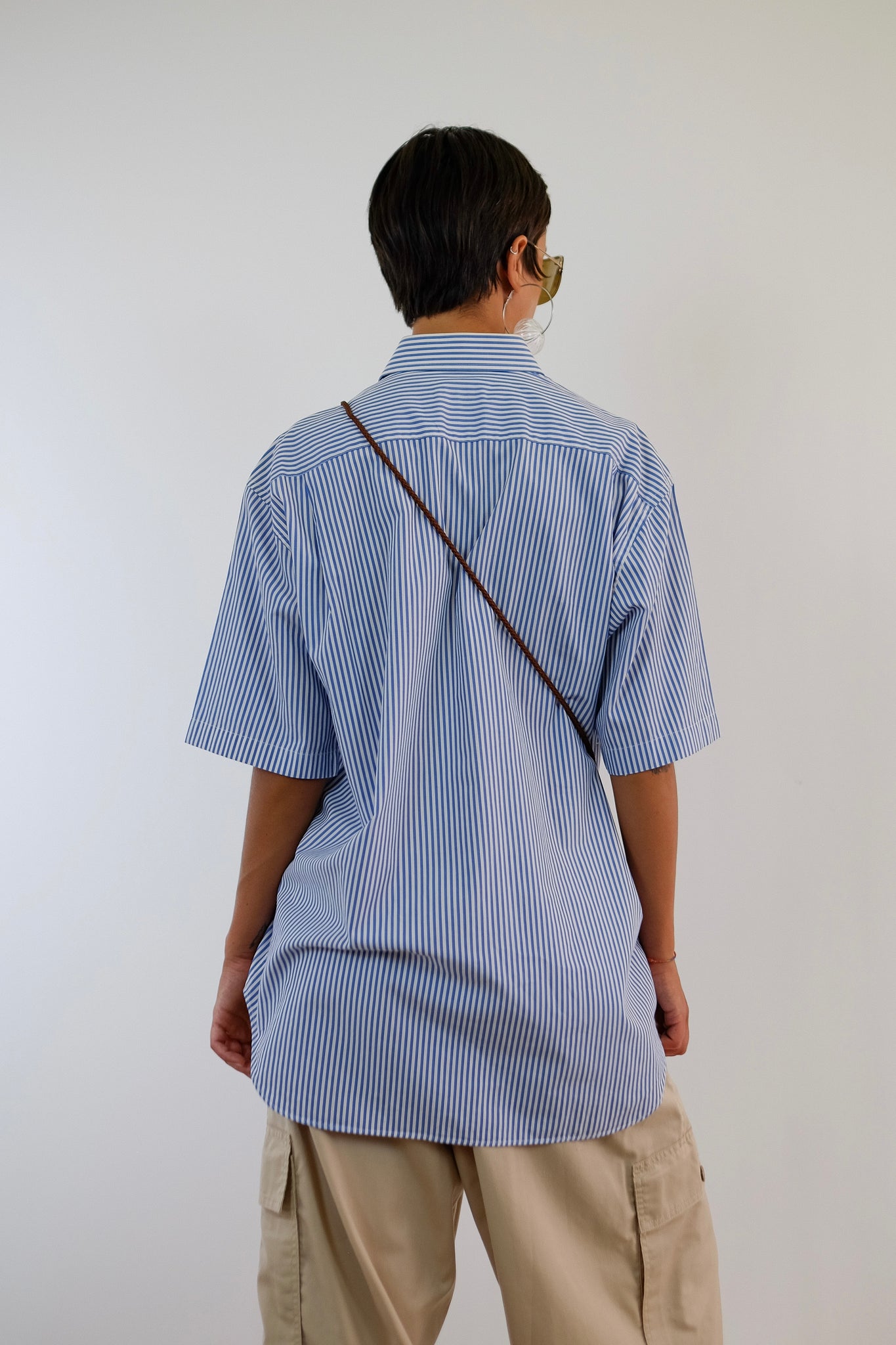 YVES SAINT LAURENT SHIRT IN BLUE STRIPE COTTON