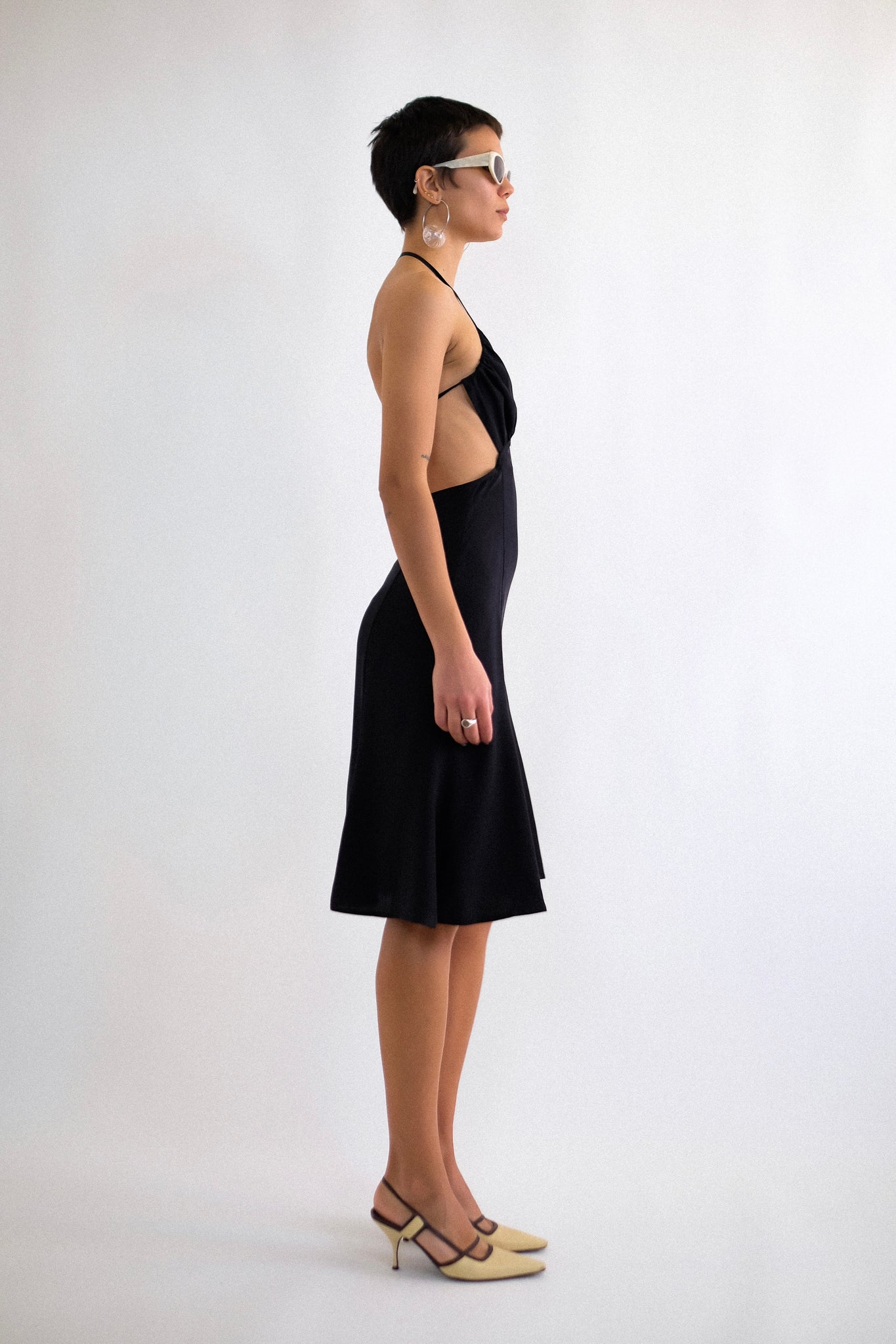 MAX MARA OPEN BACK DRESS IN BLACK