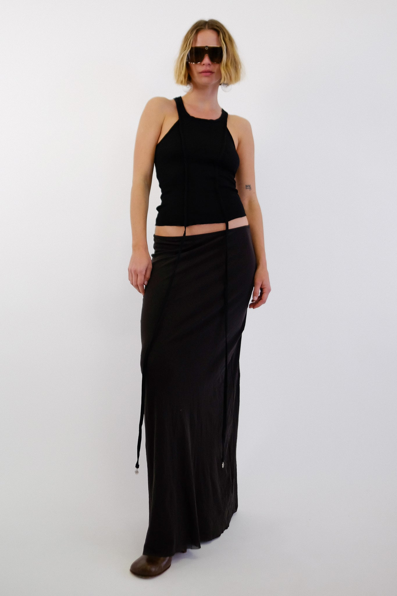 FUZZI DOUBLE MESH MAXI SKIRT