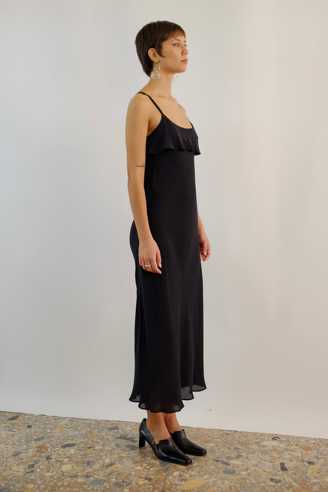 BLUNAUTA BIAS CUT SILK DRESS IN BLACK