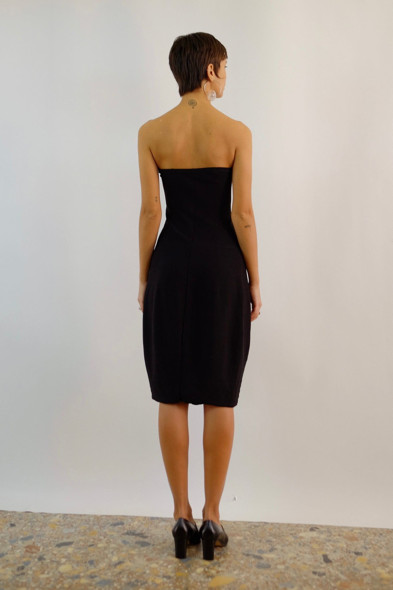 TERRE ALTE STRETCH KNIT BUBBLE DRESS IN BLACK