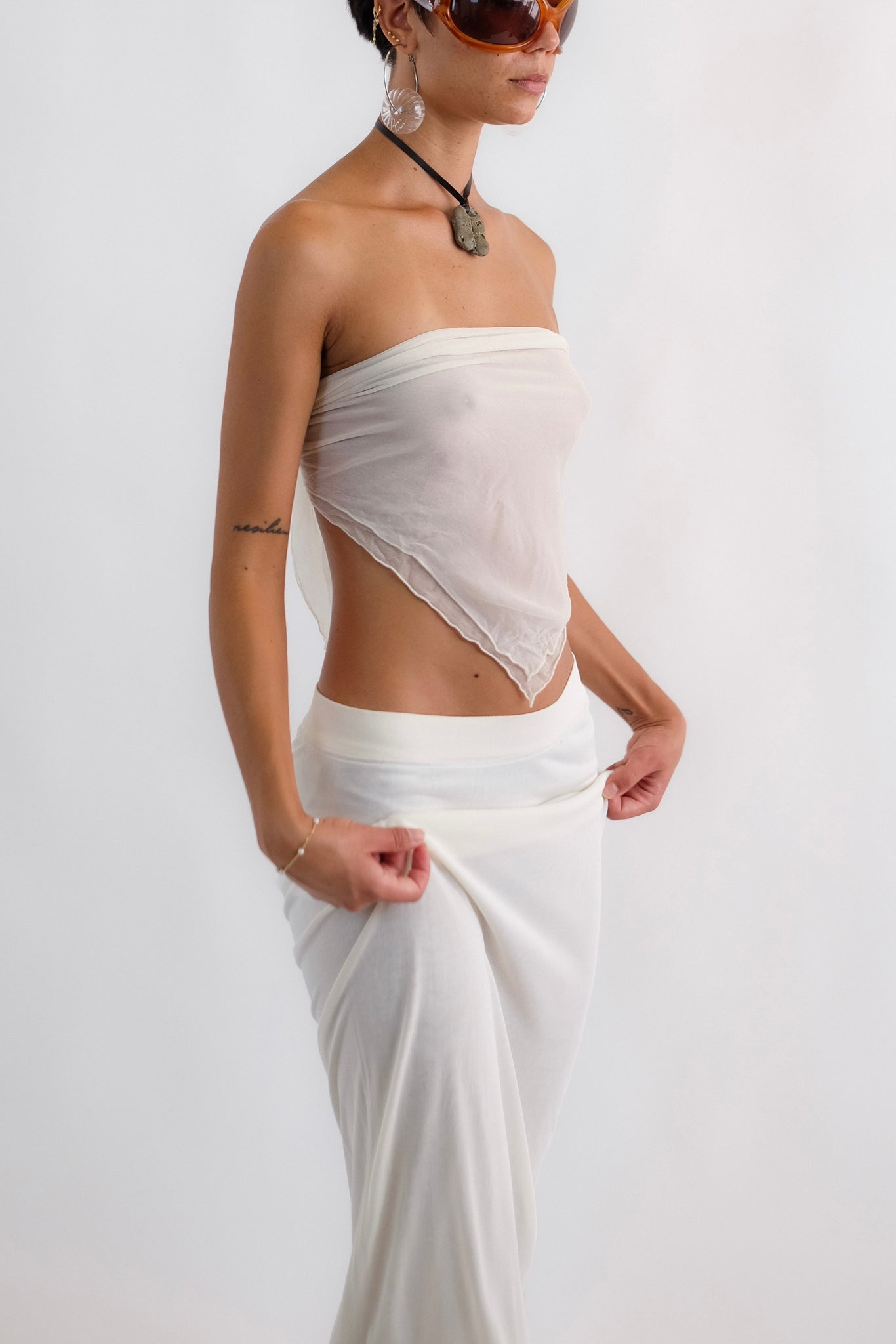 LA PERLA TIERED MAXI SKIRT-DRESS IN WHITE JERSEY