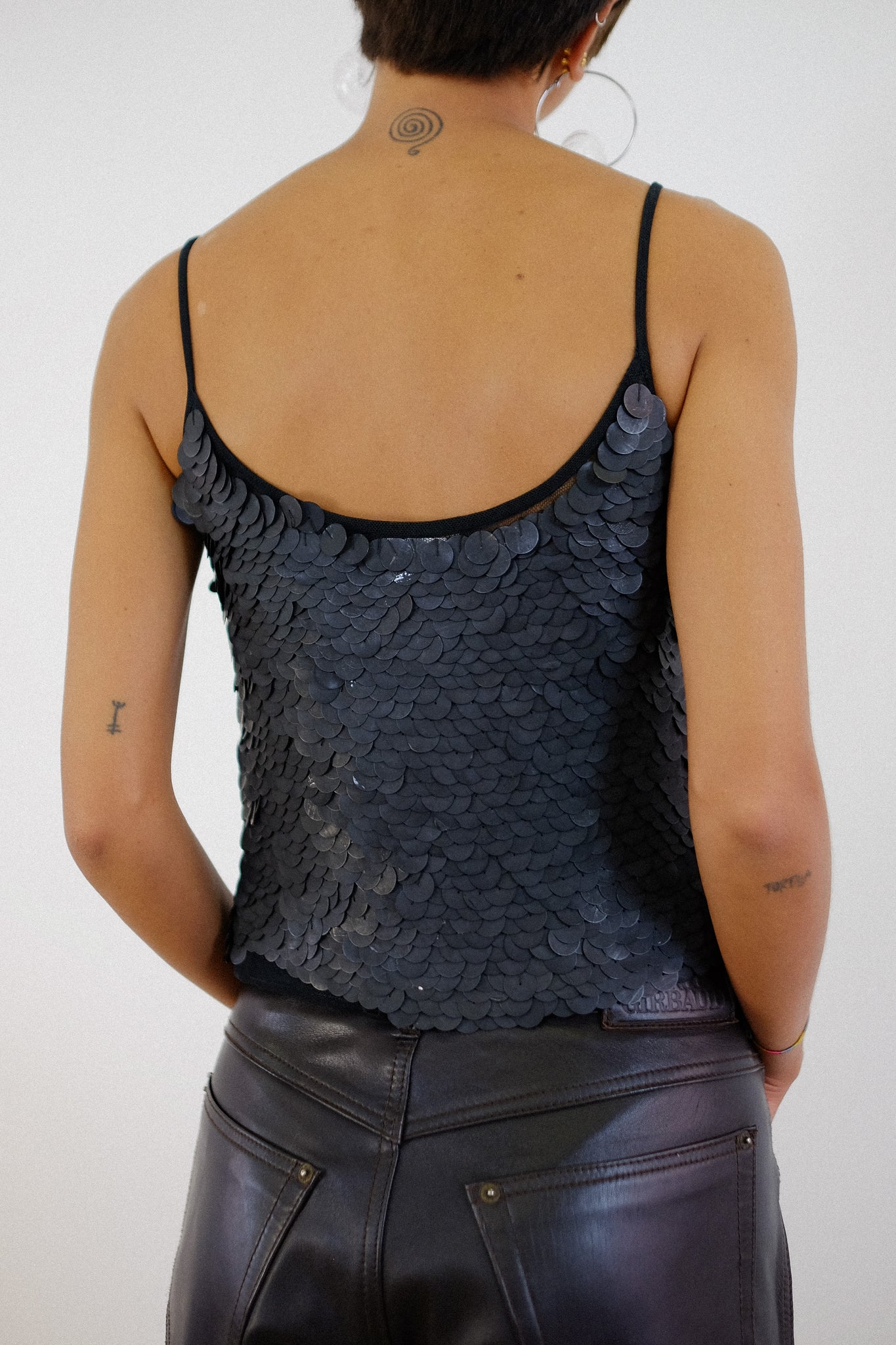 1990s PLEIN SUD GIANT SEQUIN TOP IN BLACK