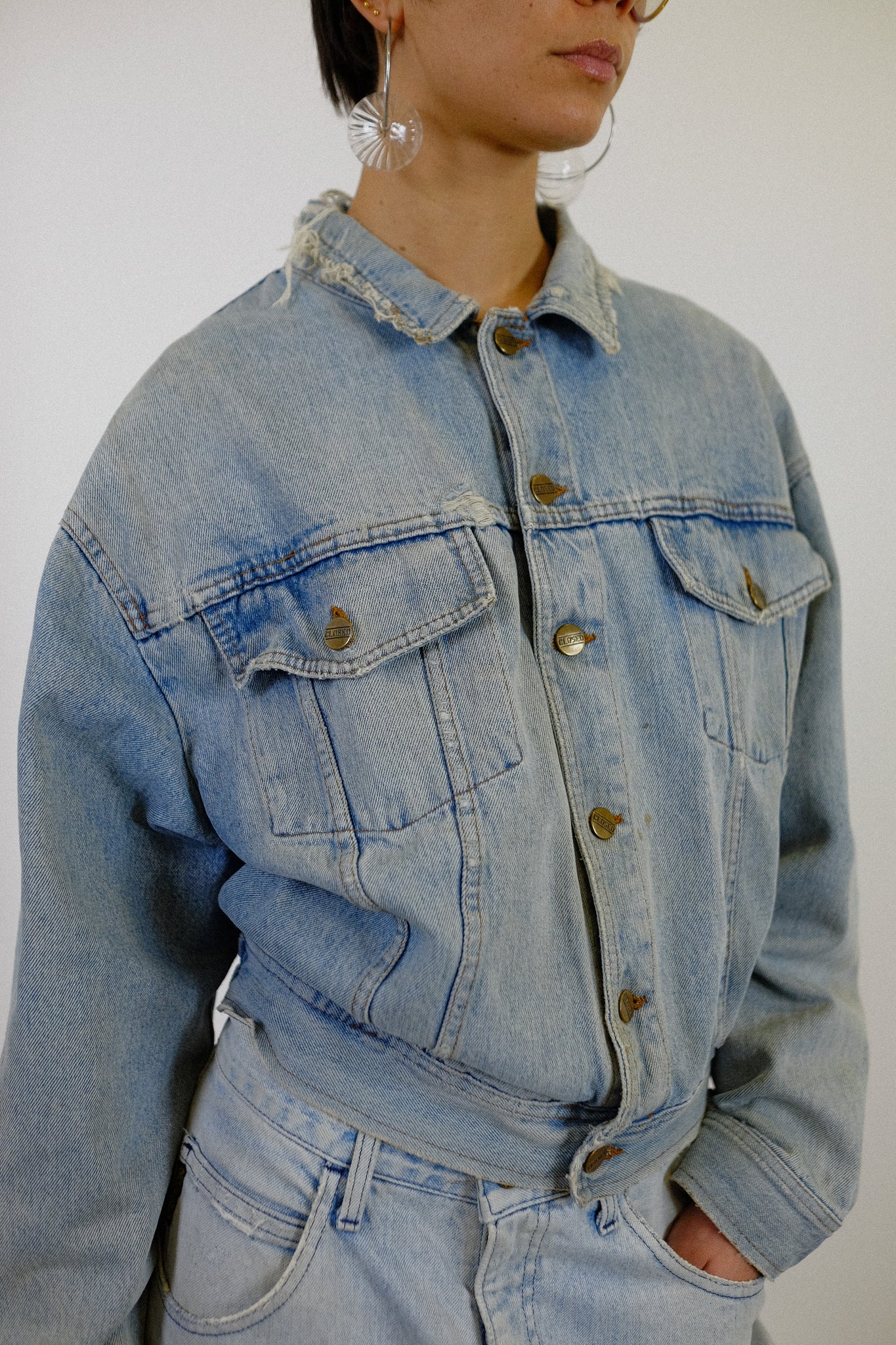 CLOSED DISTRESSED DENIM JACKET