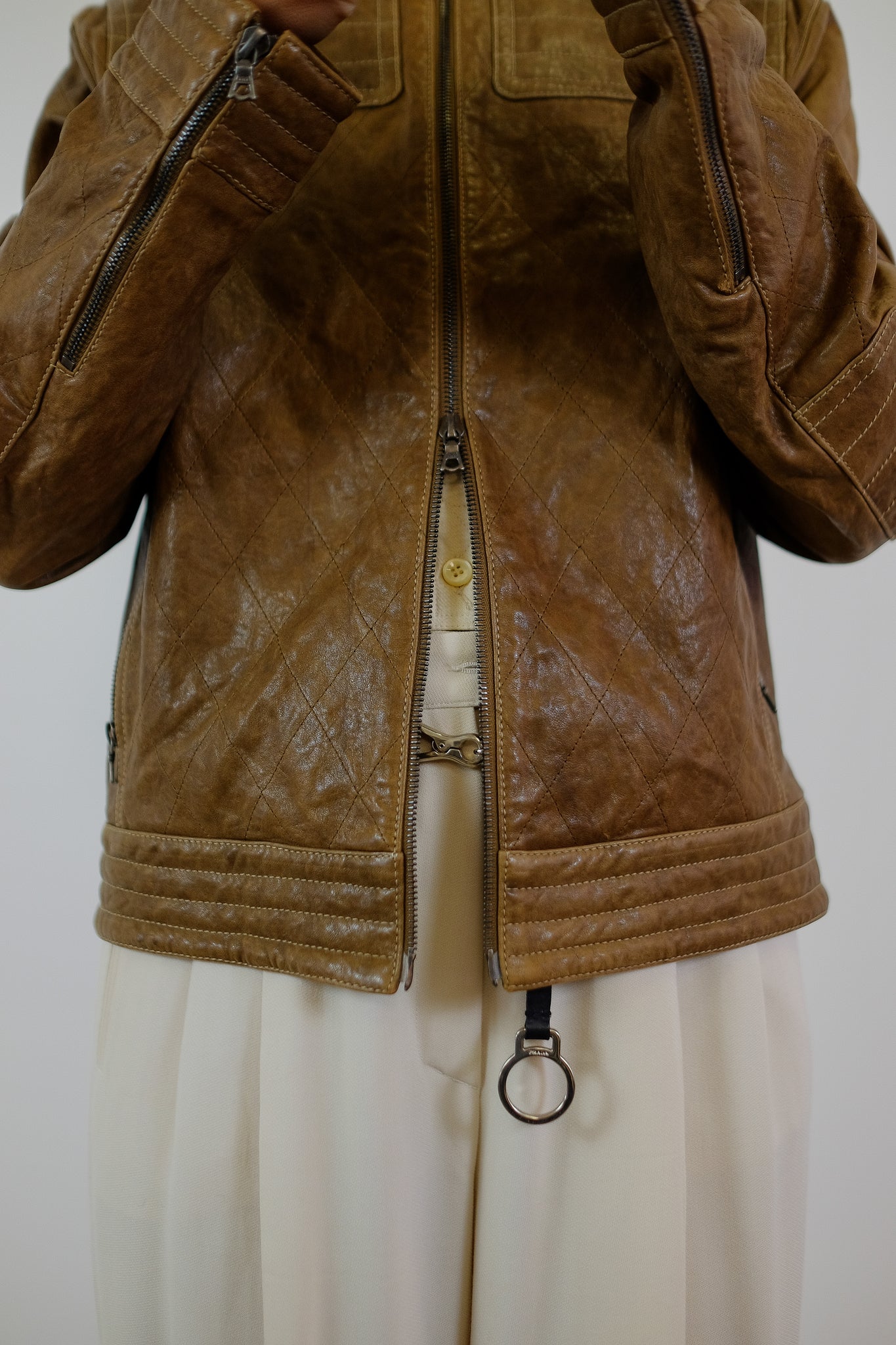NEIL BARRETT LEATHER JACKET IN BROWN
