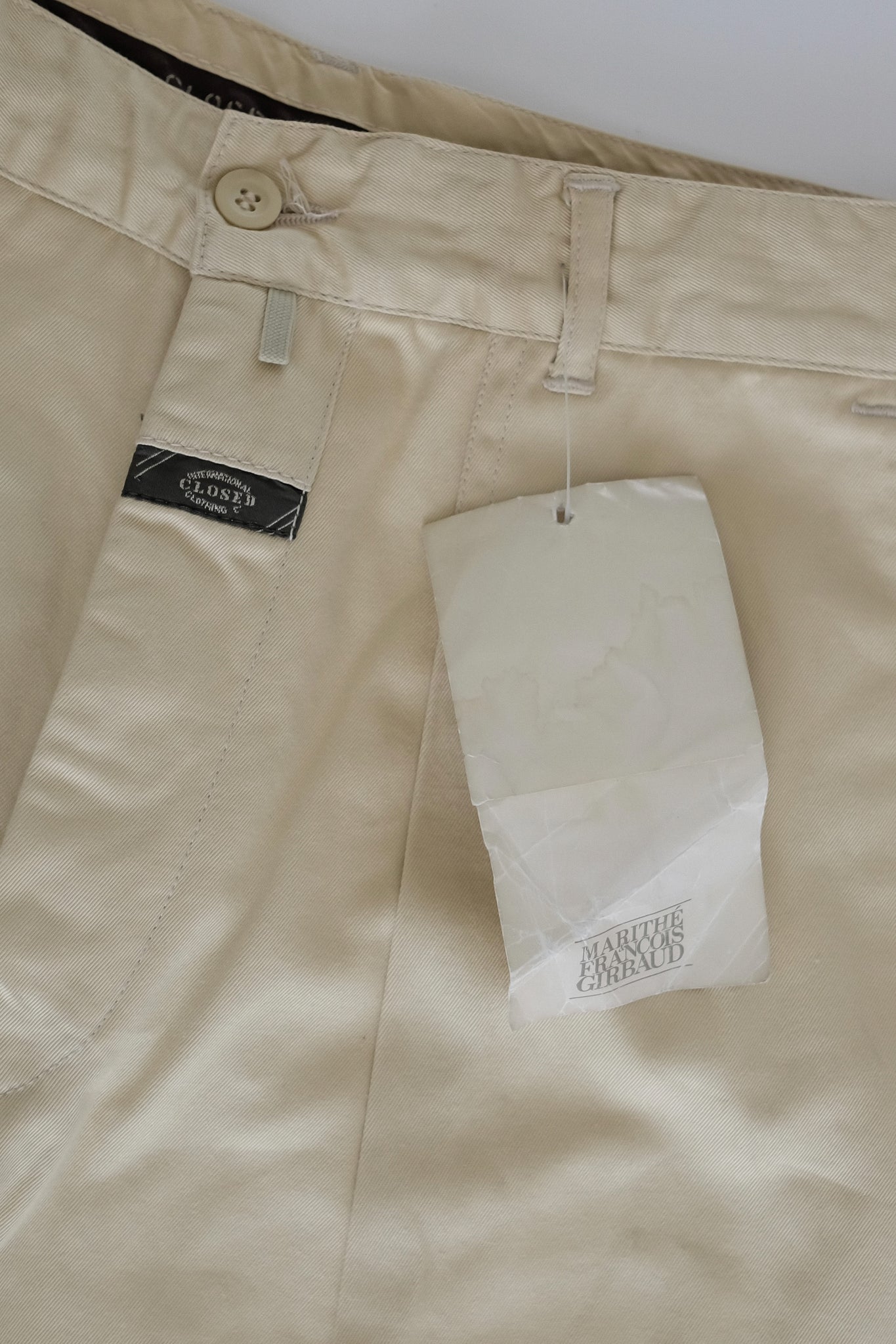 80S CLOSED BY GIRBAUD DEADSTOCK TROUSERS IN BEIGE
