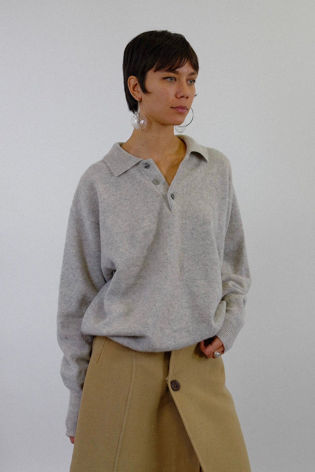 LYLE & SCOTT OF SCOTLAND CASHMERE KNIT FOR ANTICHI TELAI IN LIGHT GREY