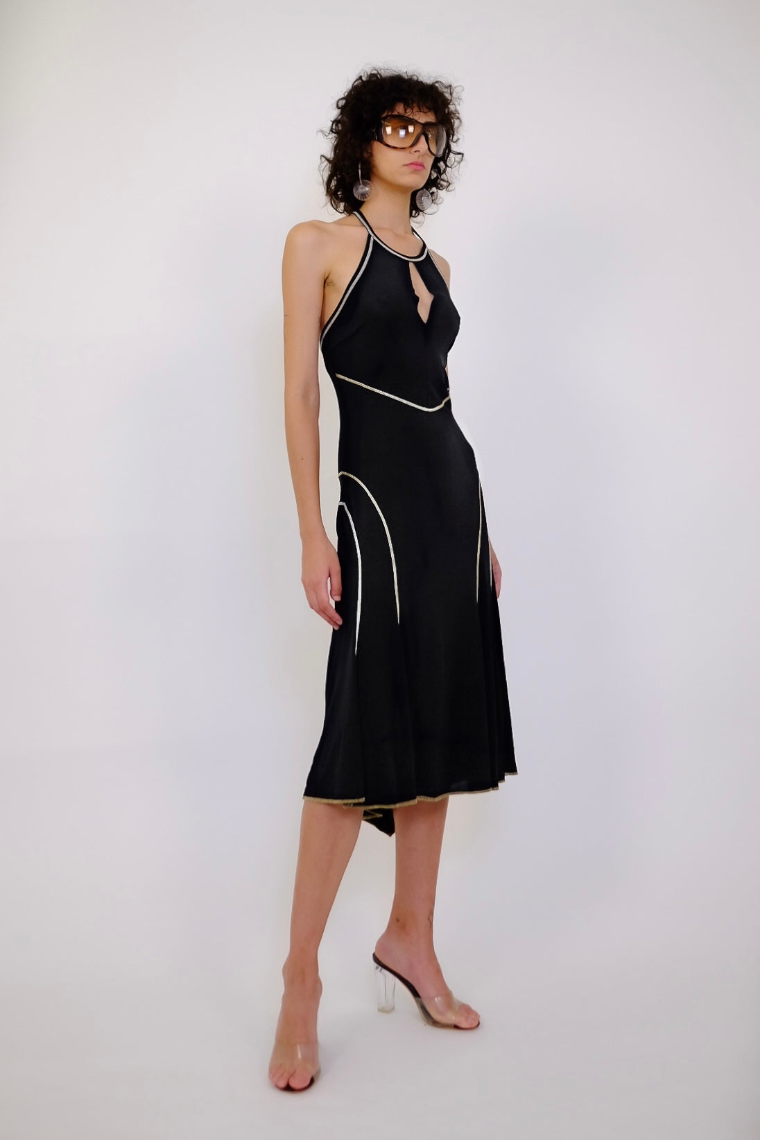 LIU JO OVERLOCK PANELLED HALTER DRESS