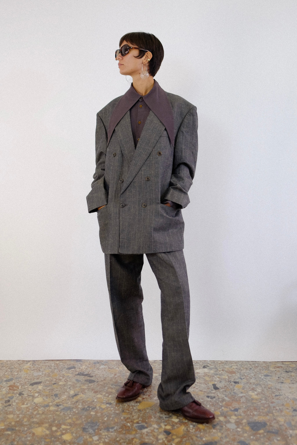 DEL RO SILK TAILORED MENSWEAR SUIT IN GREY