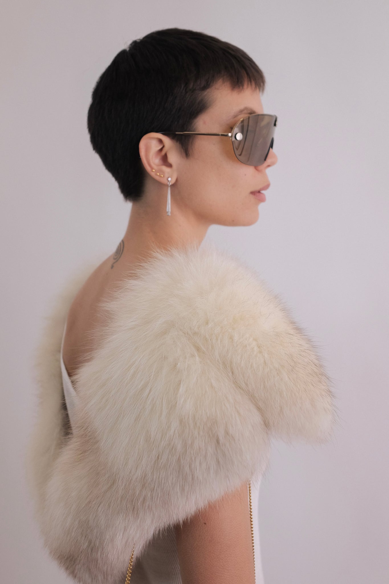 ARTISANAL HANDMADE FOX FUR COLLAR IN NEUTRAL