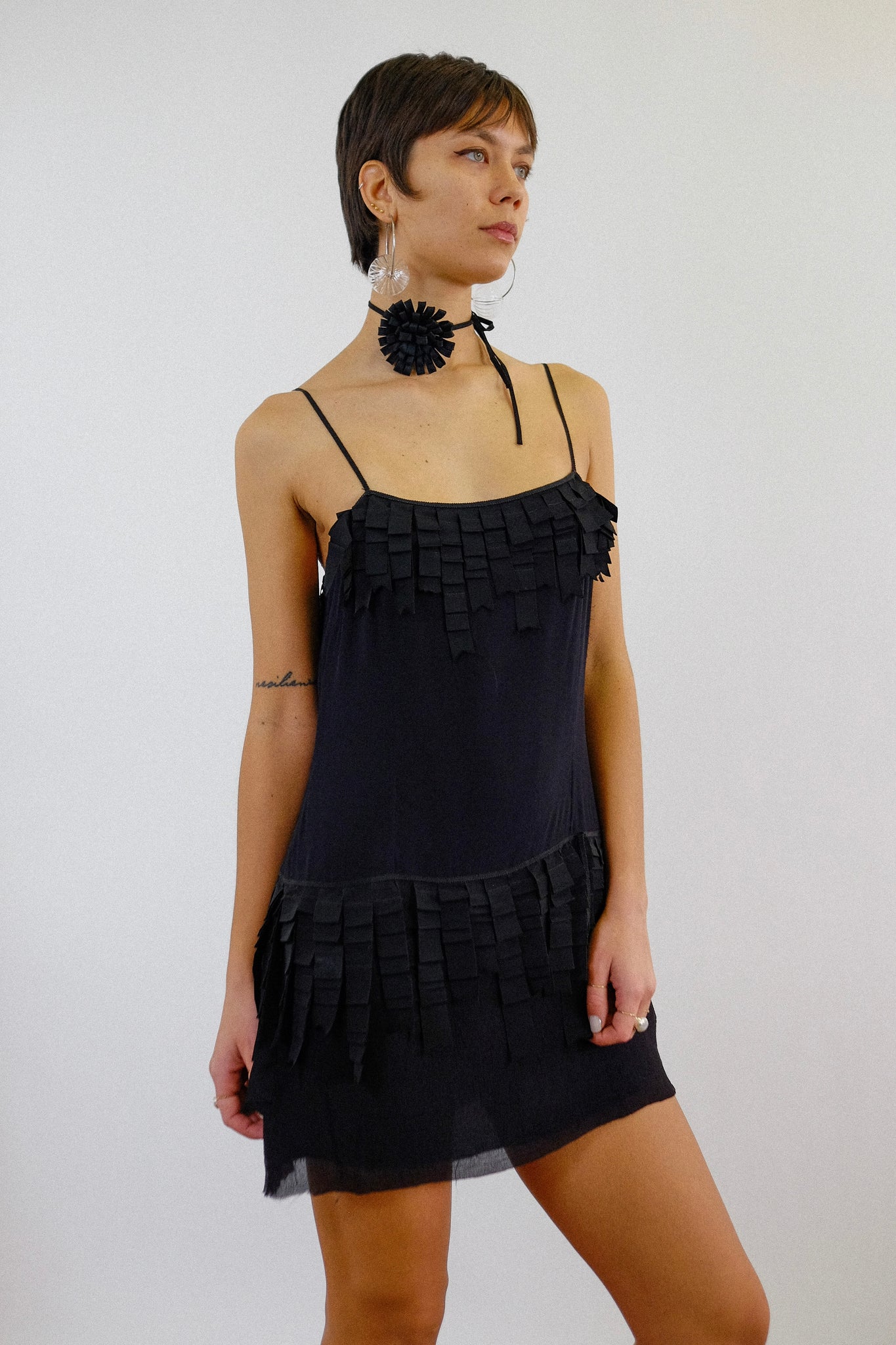MOSCHINO MINI RIBBON DRESS IN BLACK