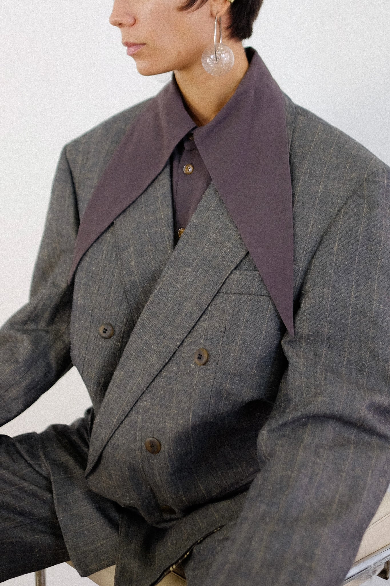 DEL RO SILK TAILORED MENSWEAR SUIT IN GREY