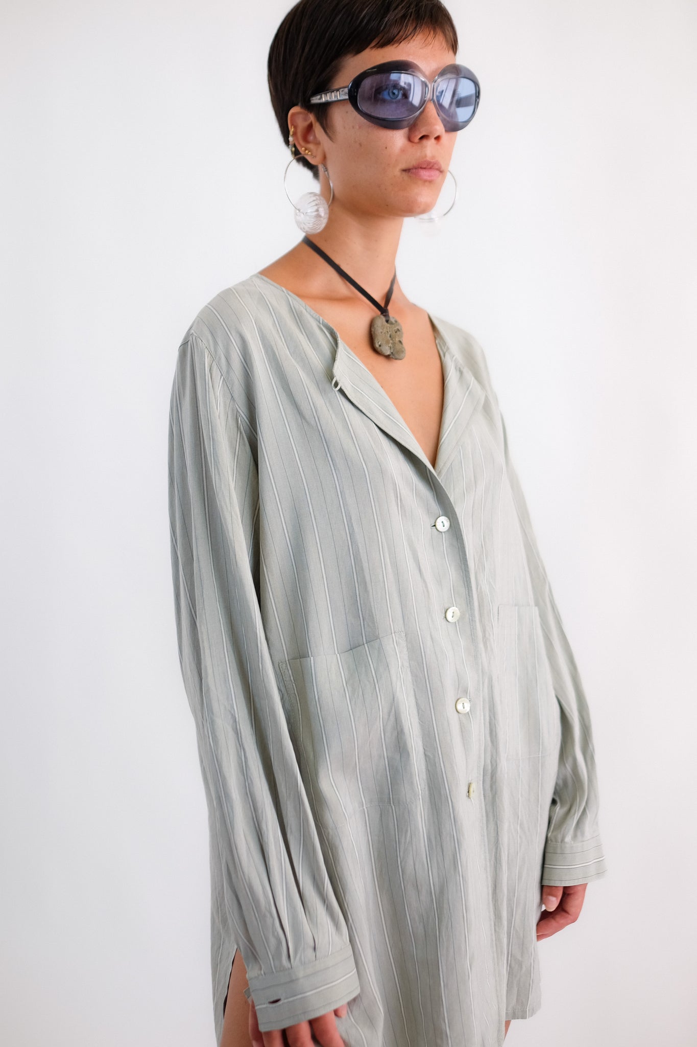 CERRUTI STRIPED COVERUP IN RATURE SILK