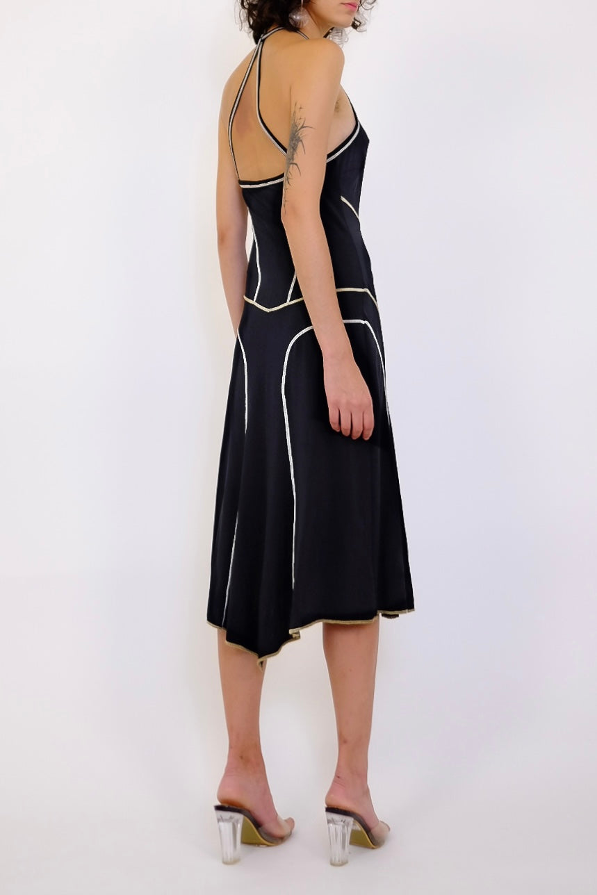 LIU JO OVERLOCK PANELLED HALTER DRESS