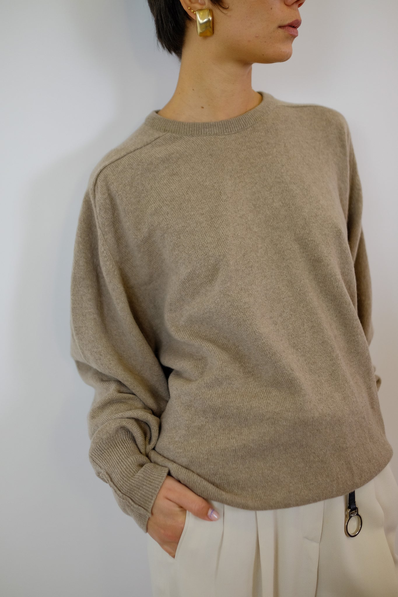 ANTICHI TELAI SCOTTISH WOOL SWEATER IN BEIGE