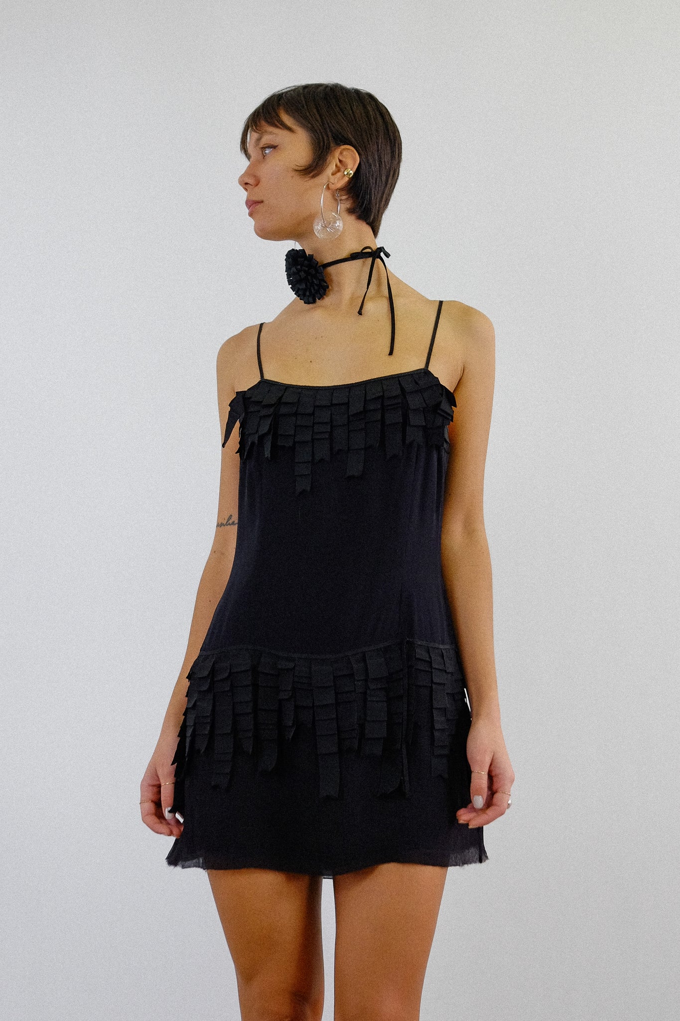 MOSCHINO MINI RIBBON DRESS IN BLACK