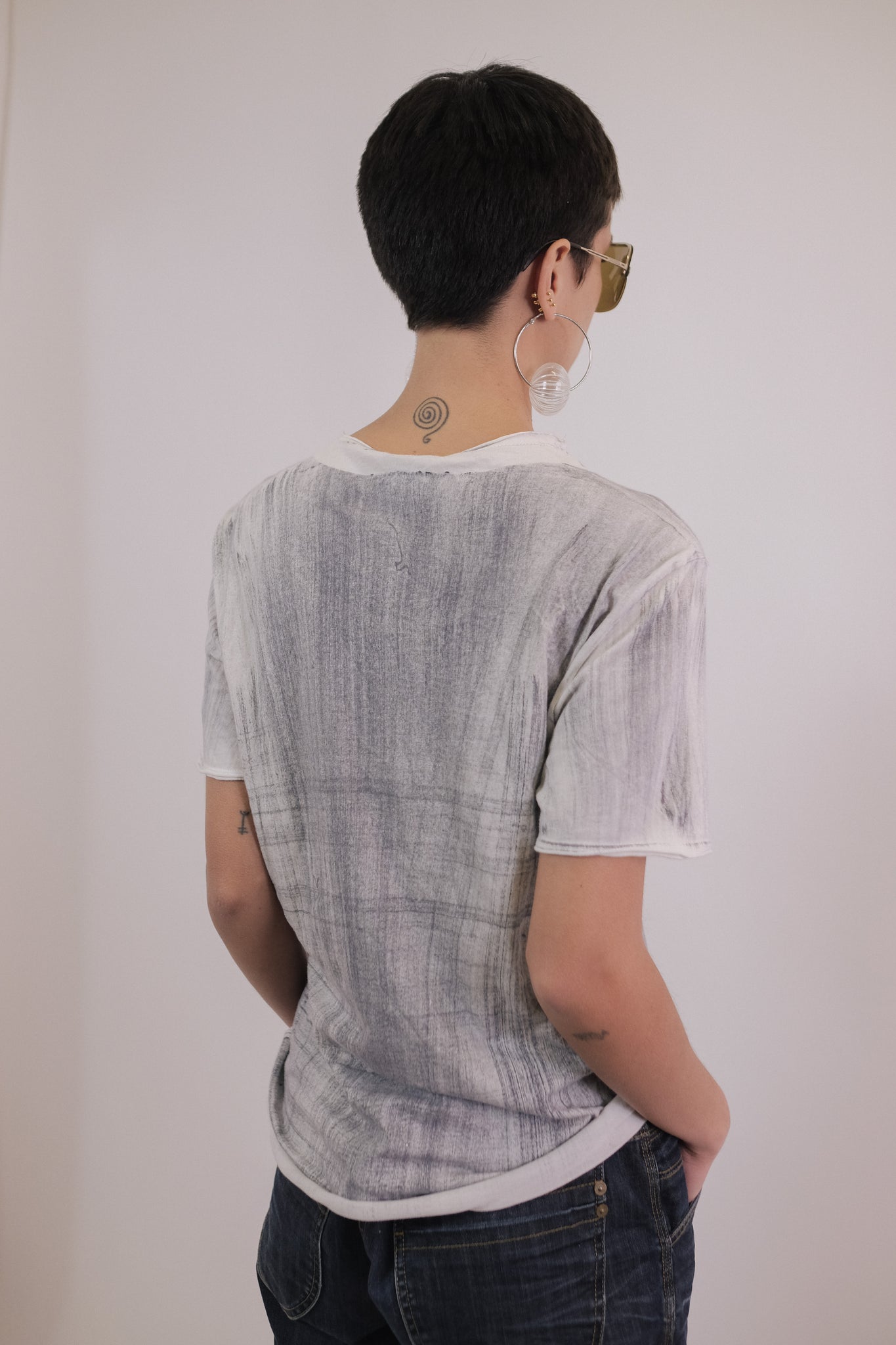 JUST CAVALLI TROMPE L'OEIL T IN LIGHT BLUE & WHITE