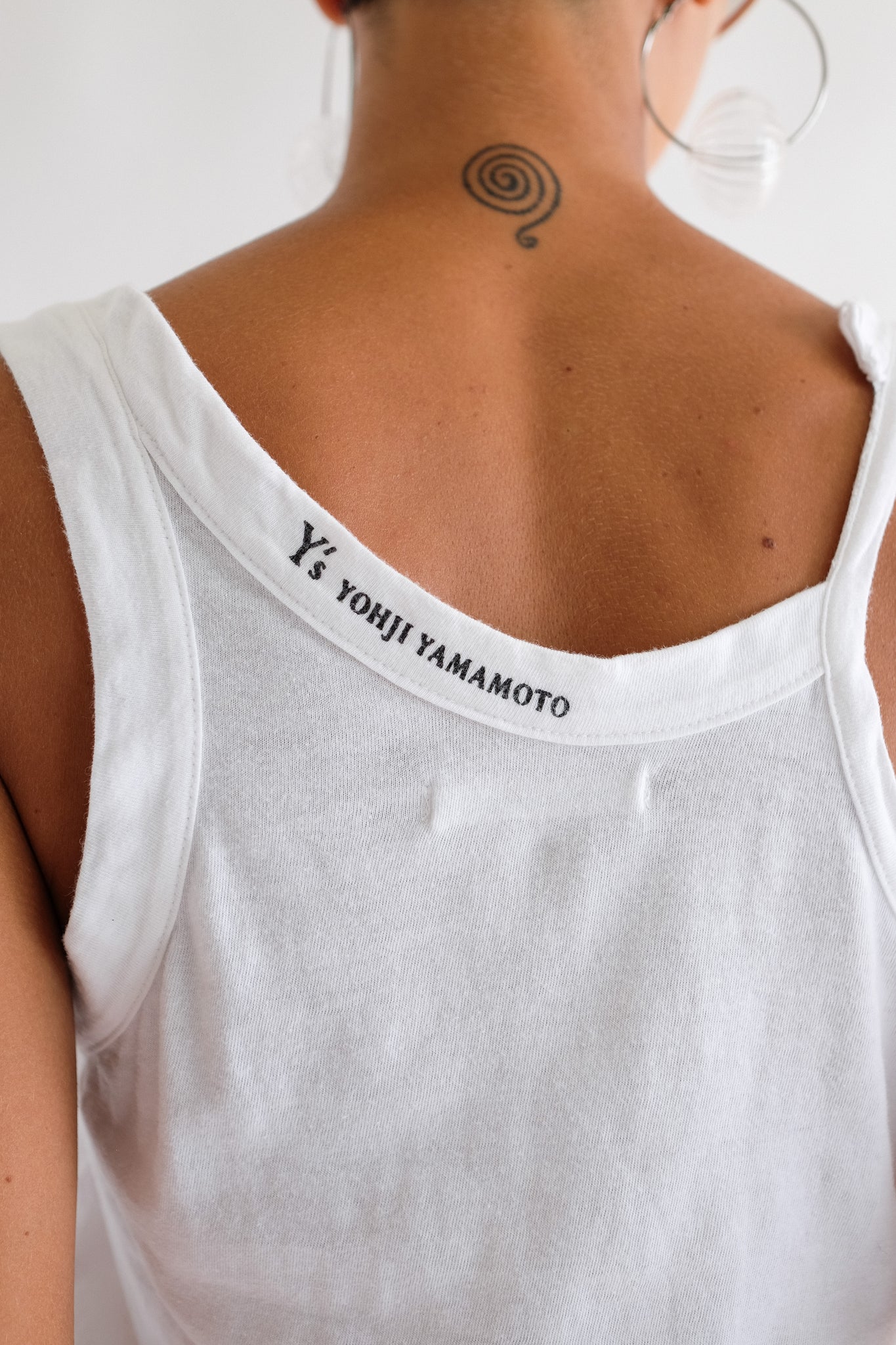 YOHJI YAMAMOTO Y’S DECONSTRUCTED TANK IN WHITE COTTON JERSEY