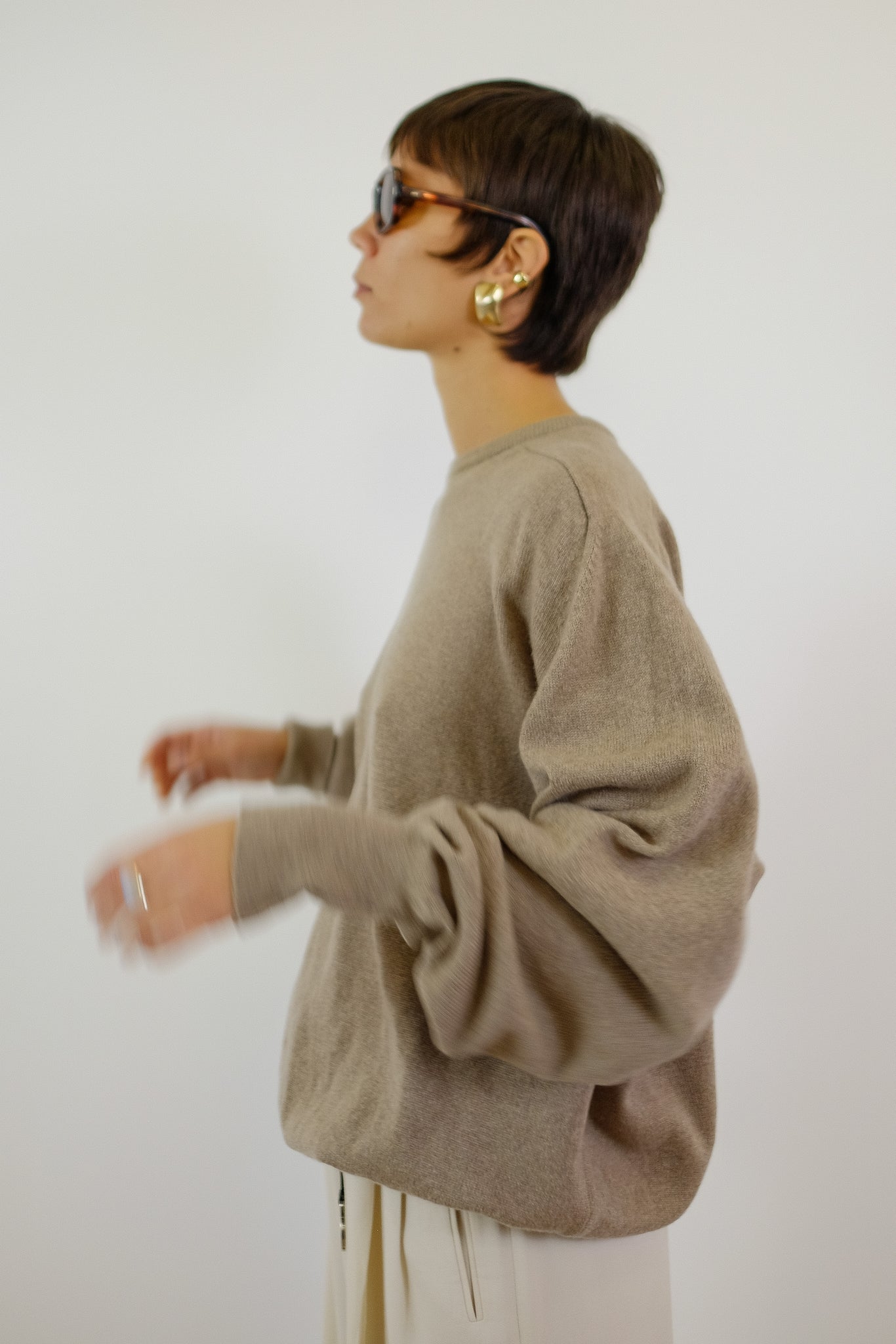 ANTICHI TELAI SCOTTISH WOOL SWEATER IN BEIGE