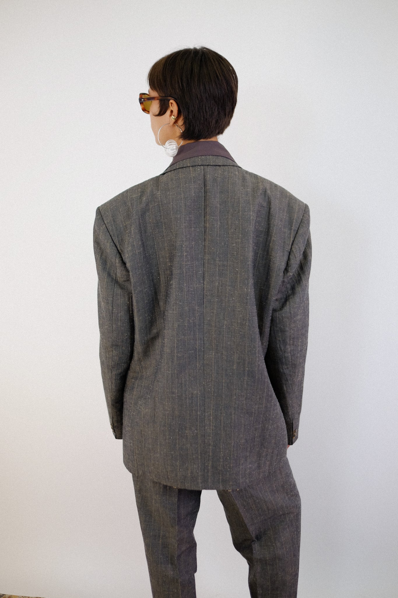 DEL RO SILK TAILORED MENSWEAR SUIT IN GREY