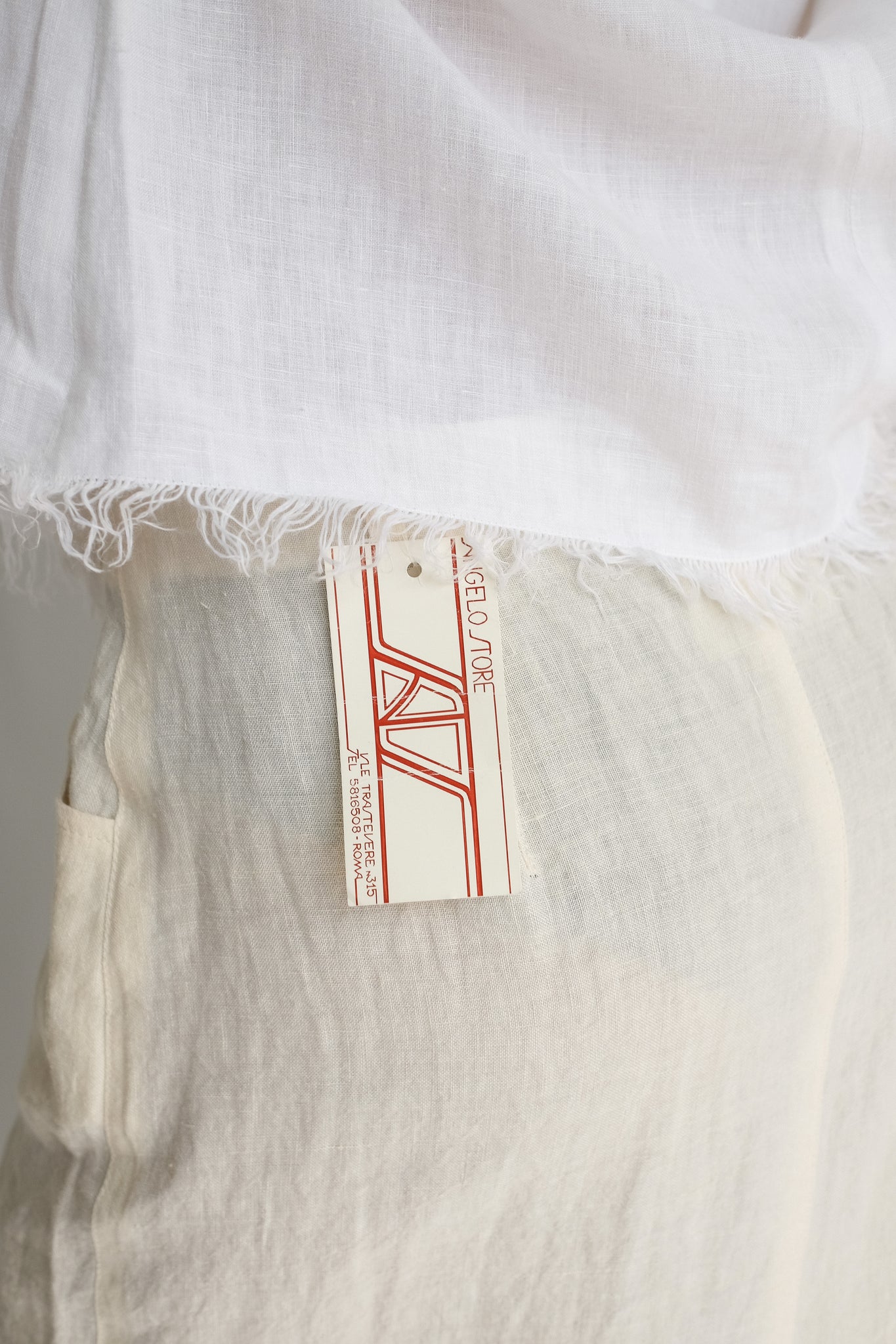 ANGELO STORE VINTAGE DEADSTOCK LINEN MAXI SKIRT IN PANNA