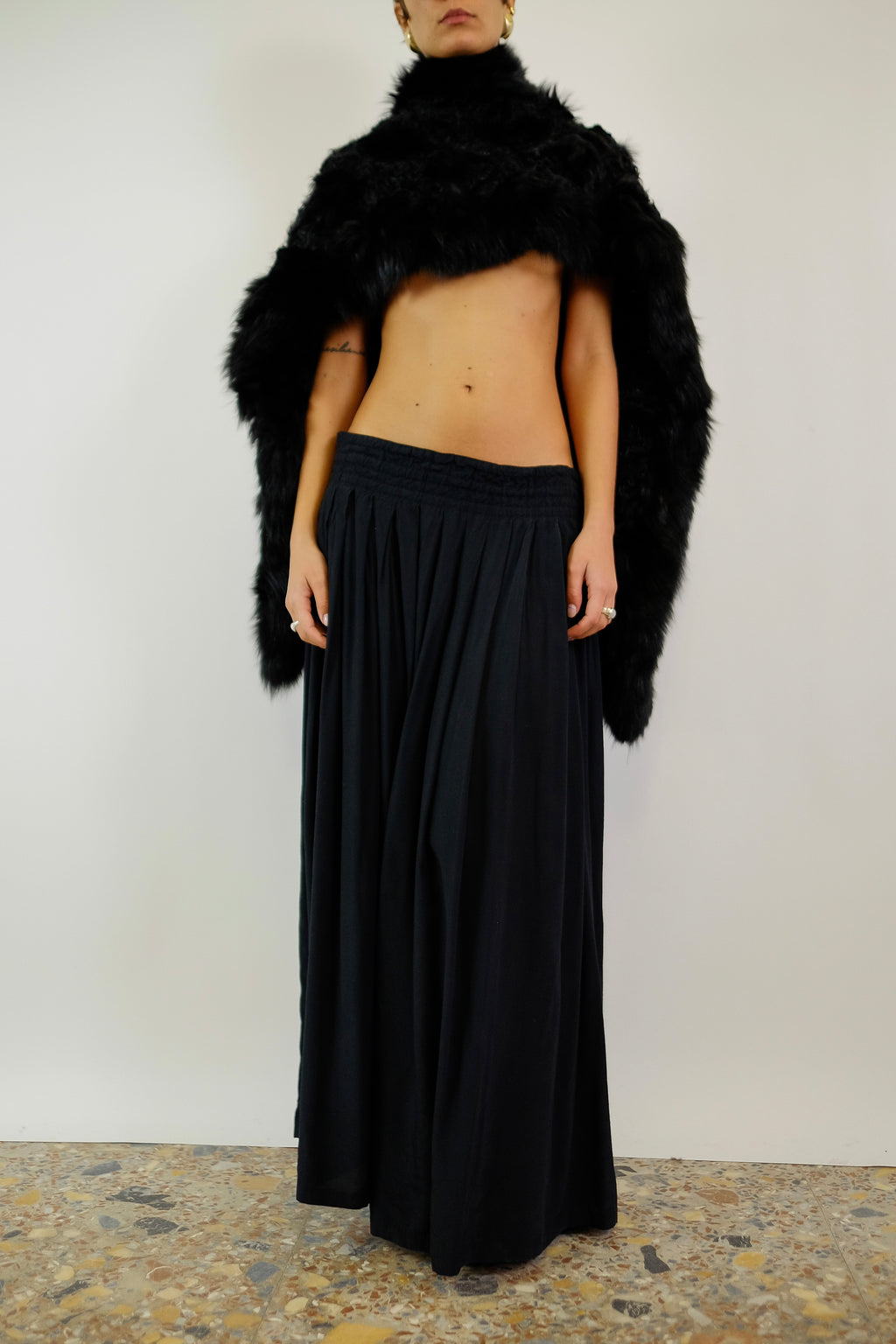 JEAN PAUL GAULTIER POUR GIBÒ RUCHED WAIST SKIRT IN BLACK