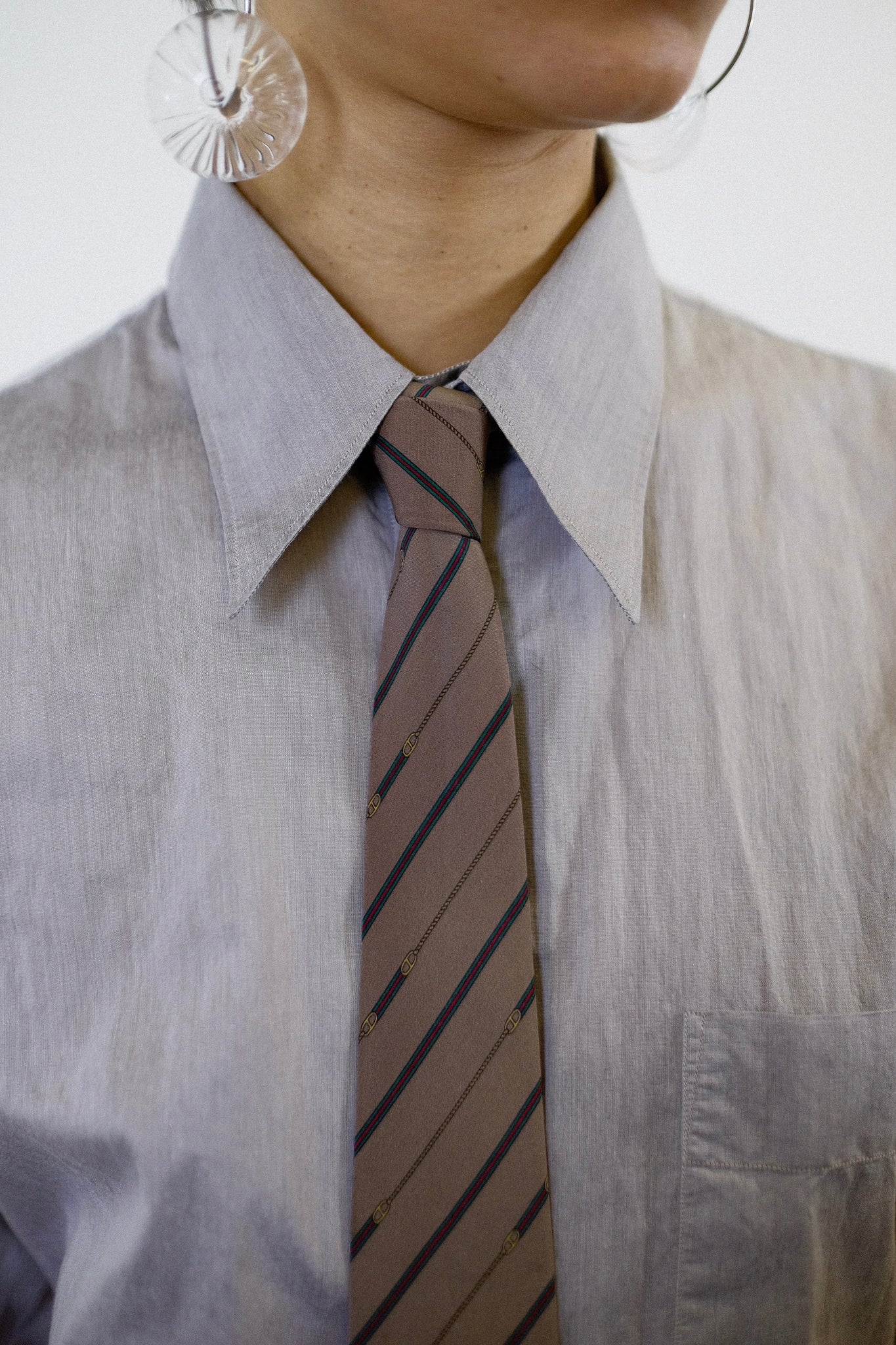 CELINE PARIS VINTAGE SILK TIE IN EQUESTRIAN MONOGRAM