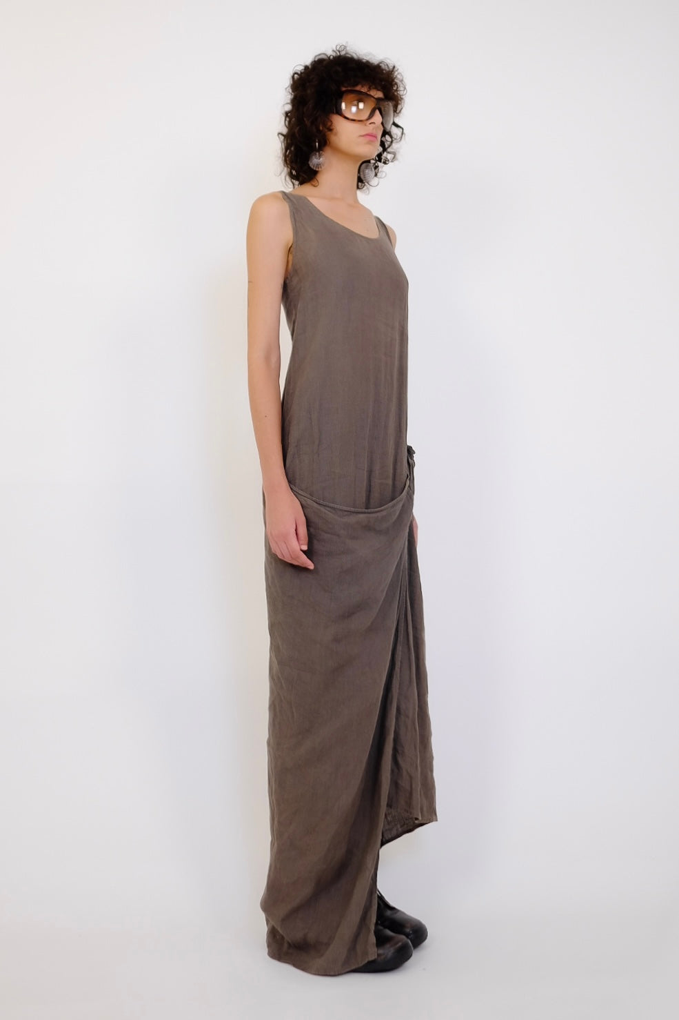 LINEN WRAP MAXI DRESS