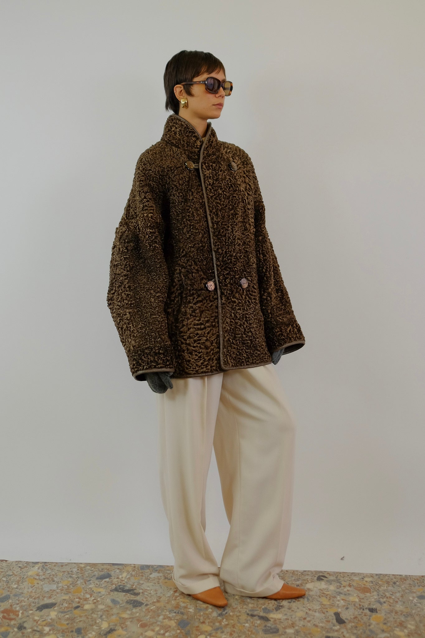 REVERSIBLE 2in1 SHEARLING JACKET IN BROWN