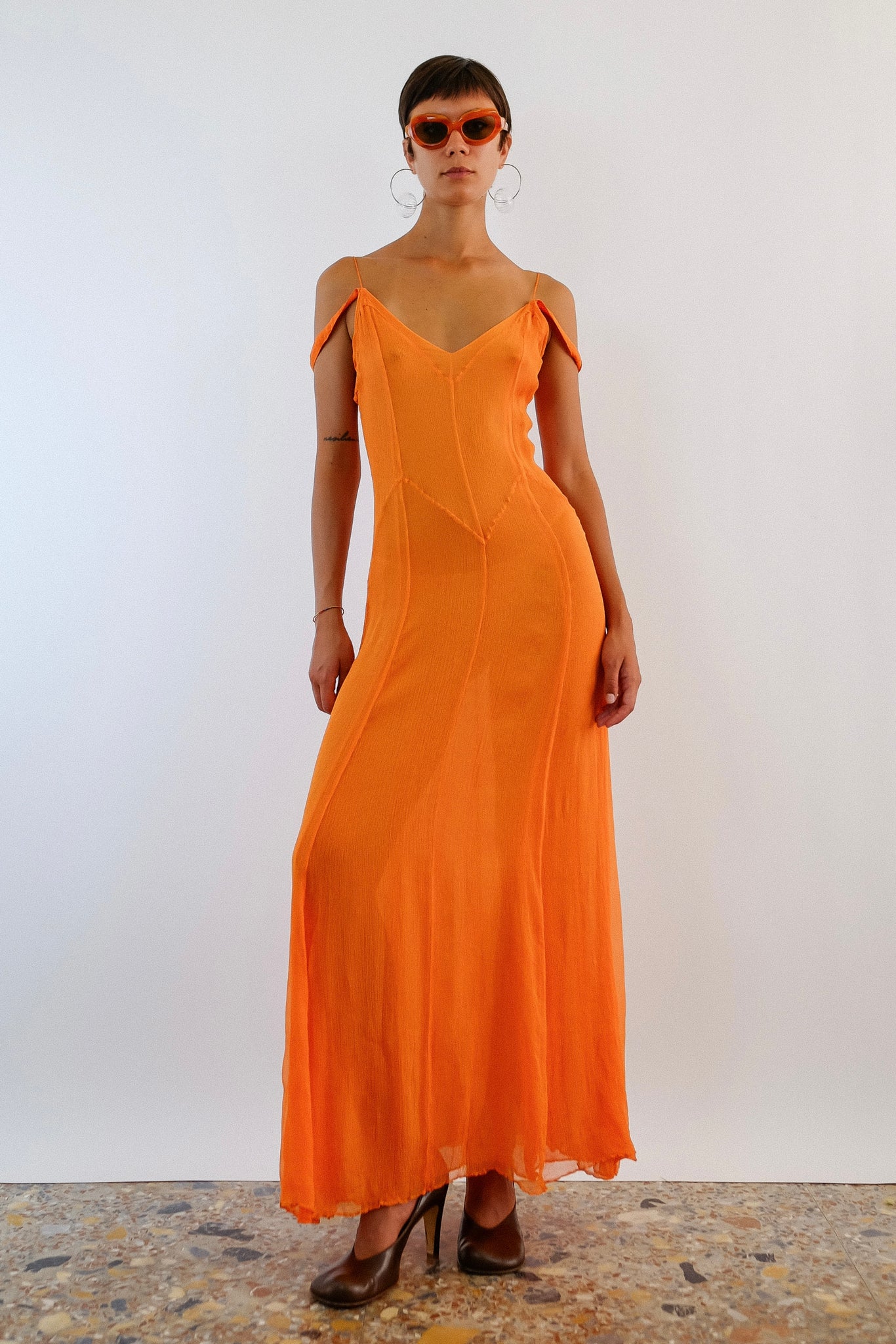 VINTAGE ARANCIA GOWN IN DOUBLE LAYERED SILK CHIFFON