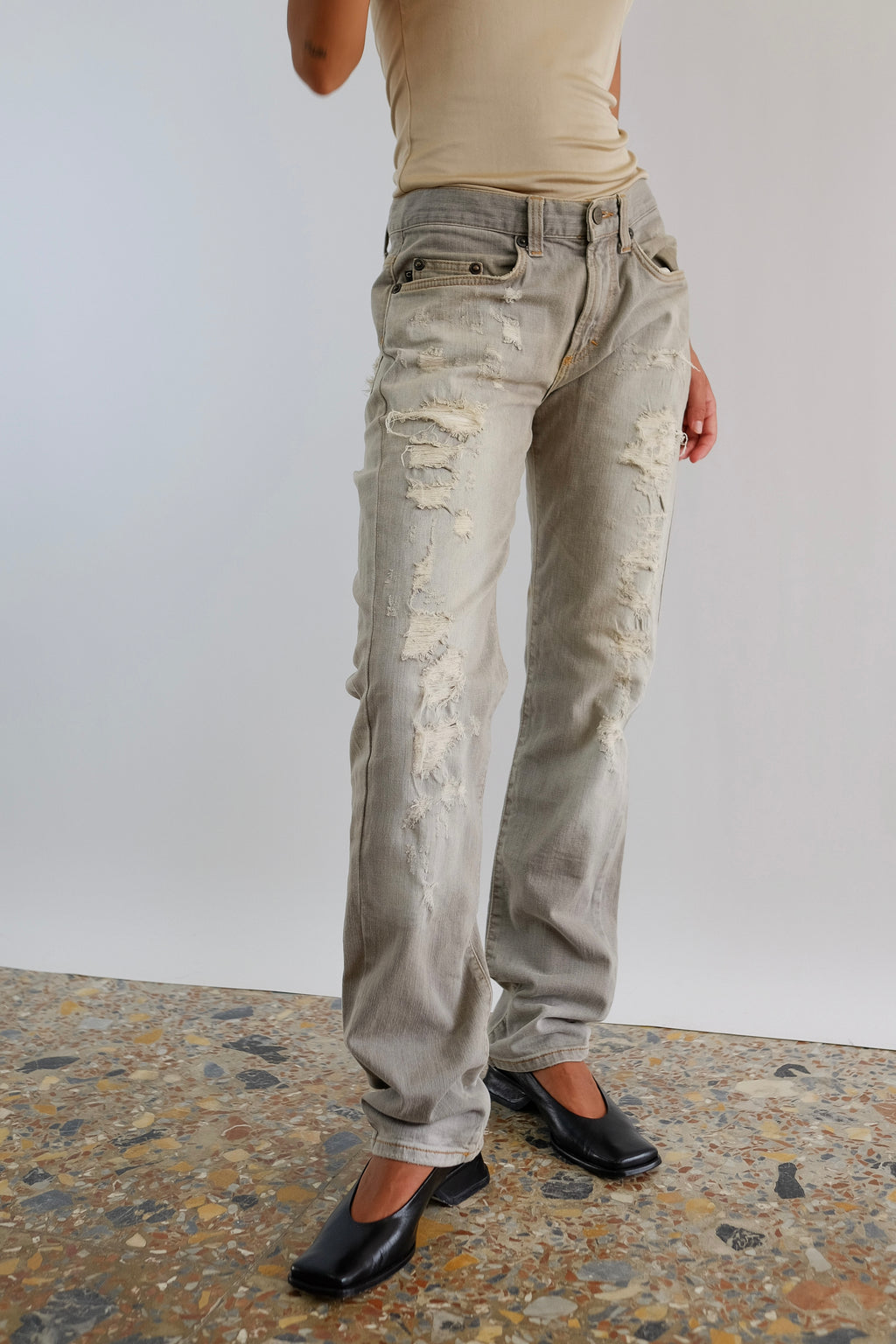 JUSTCAVALLI DISTRESSED JEANS