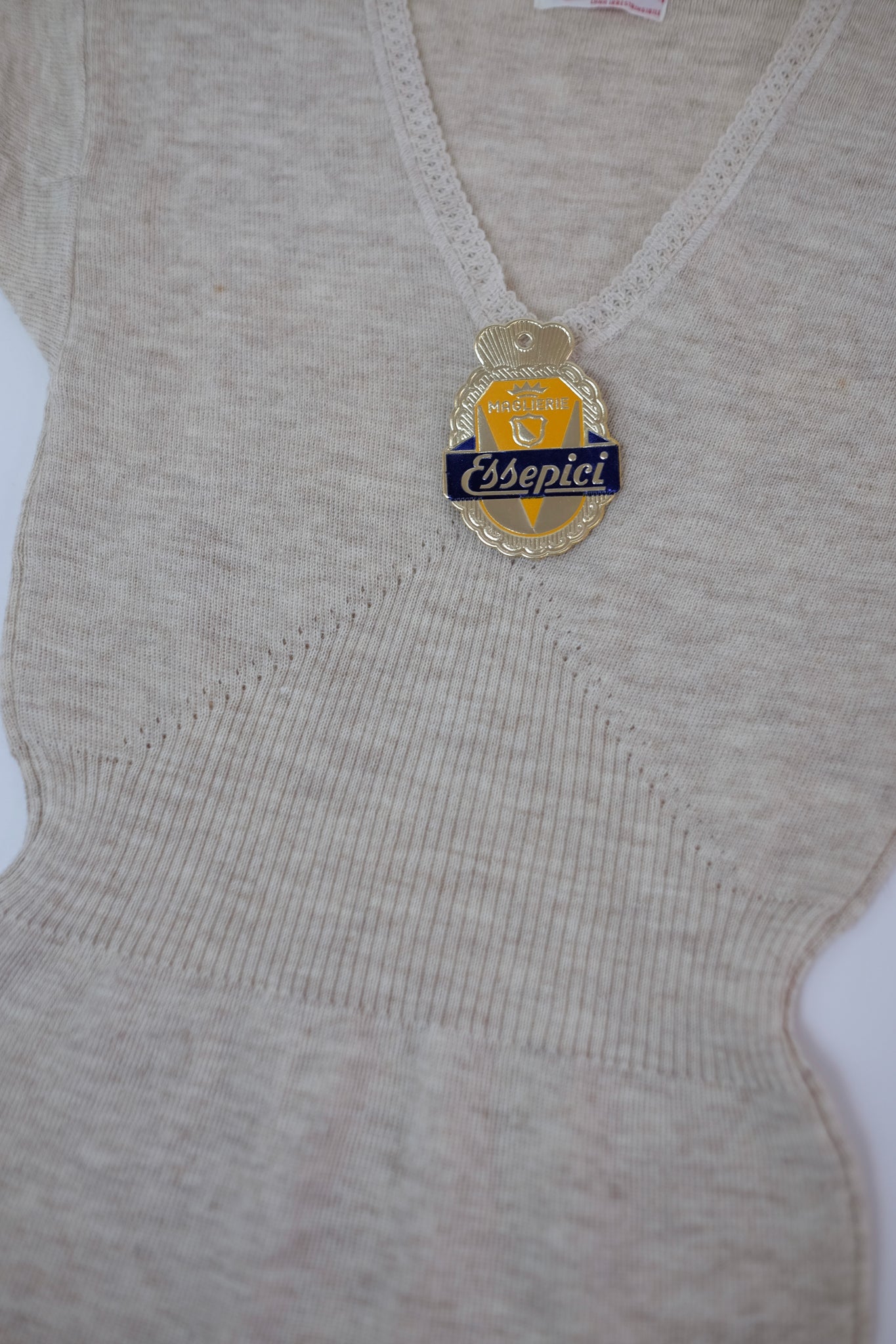 ESSEPICI DEADSTOCK WOOL LONG SLEEVED DRESS IN MELANGE BEIGE