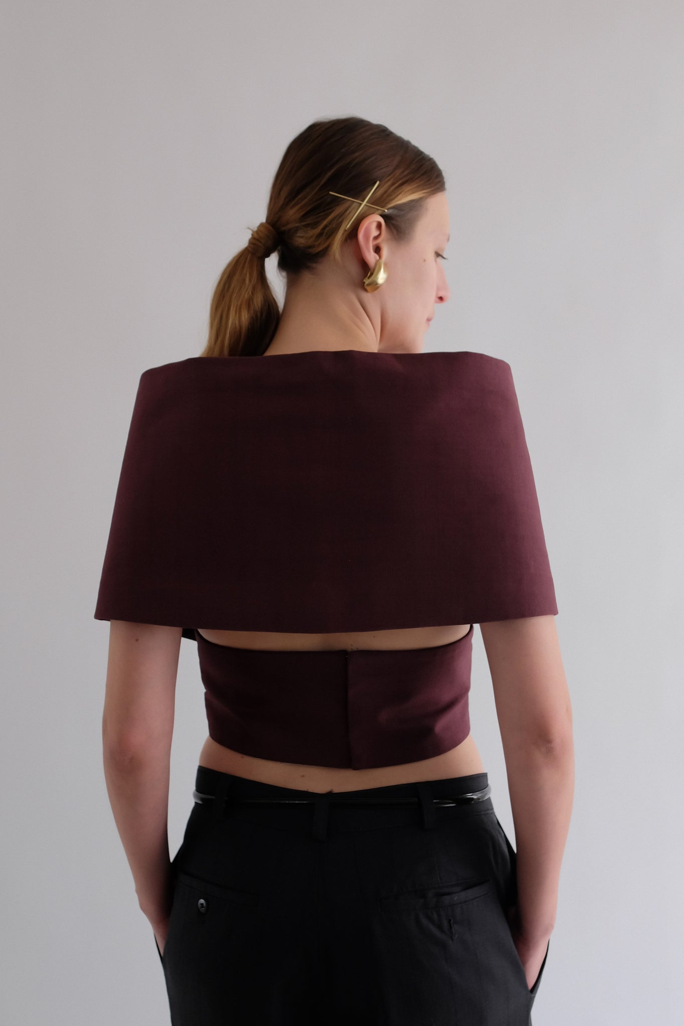 MIU MIU 2009 COLLECTION WRAP AROUND TOP IN BURGUNDY