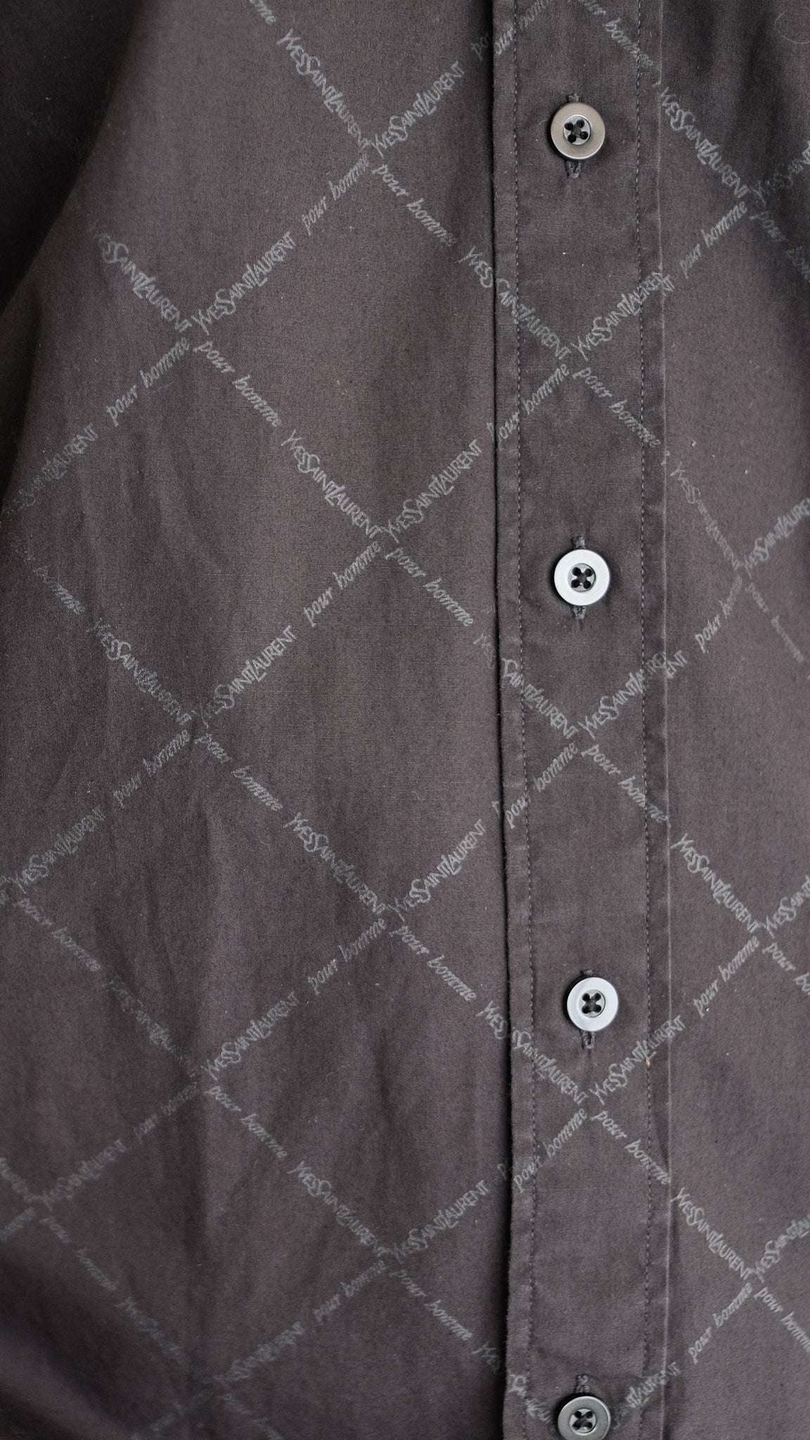 YVES SAINT LAURENT MINI MONOGRAM SHIRT IN BLACK COTTON