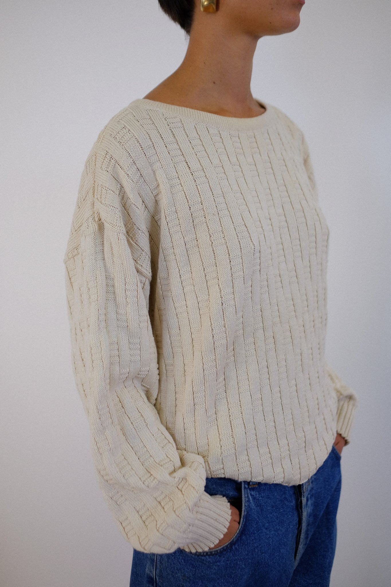 GUERRIERI ITALIAN COTTON KNIT IN CREAM WHITE