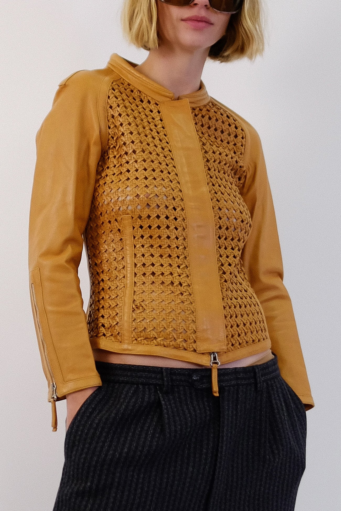 GIANFRANCO FERRÉ INTRECCIATO LEATHER JACKET