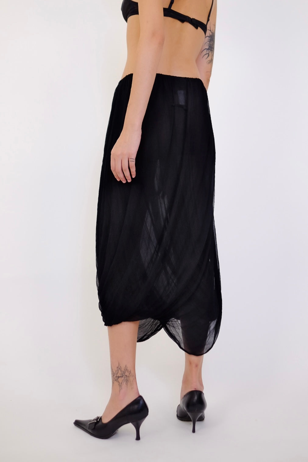 GAULTIER SILK CHIFFON TWISTED BUBBLE SKIRT