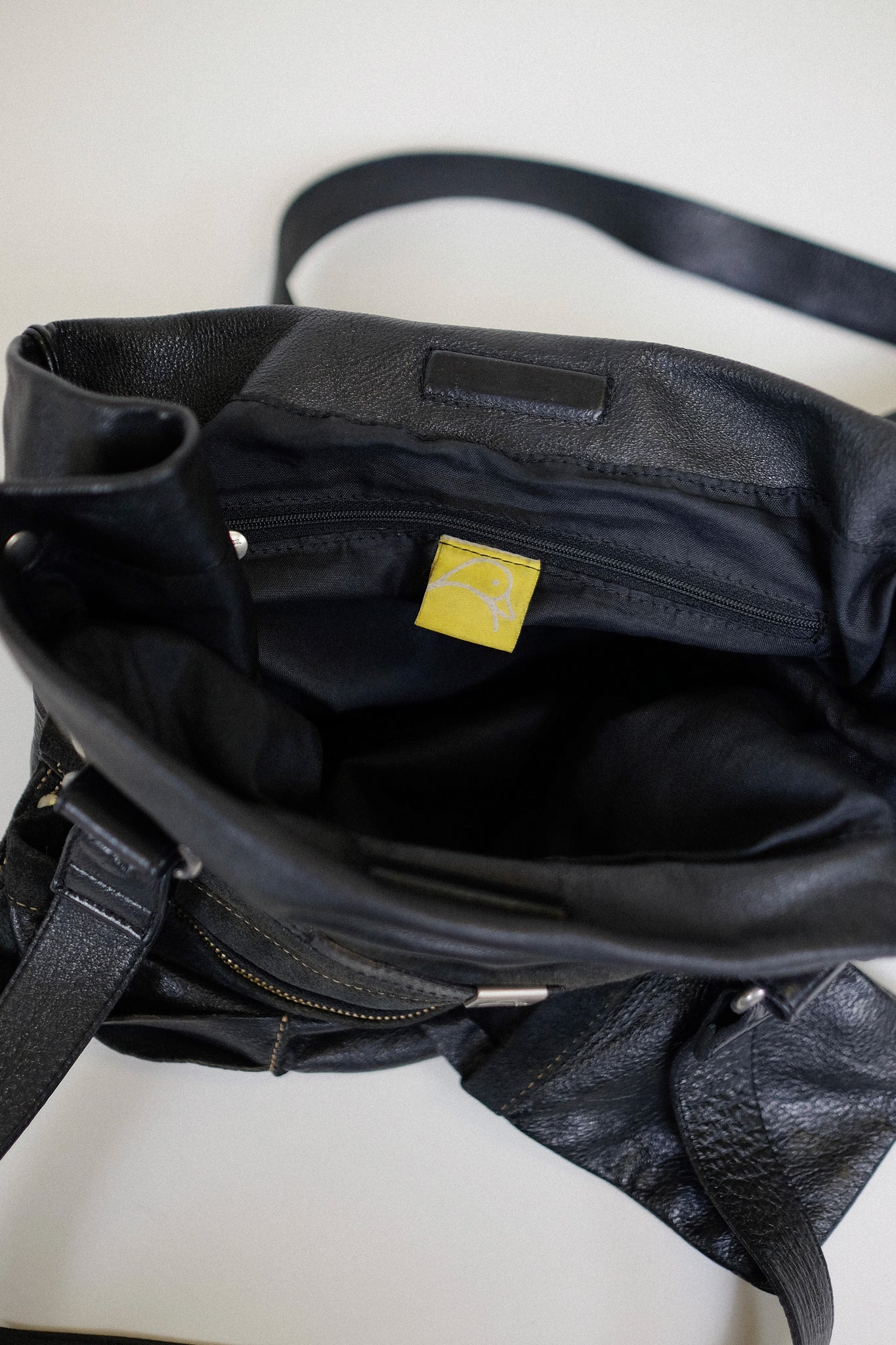 1990s MANDARINA DUCK LEATHER WORK BAG IN BLACK