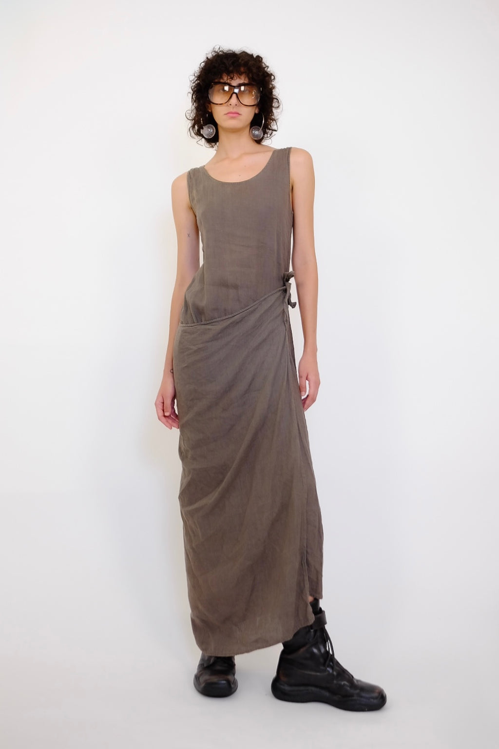 LINEN WRAP MAXI DRESS