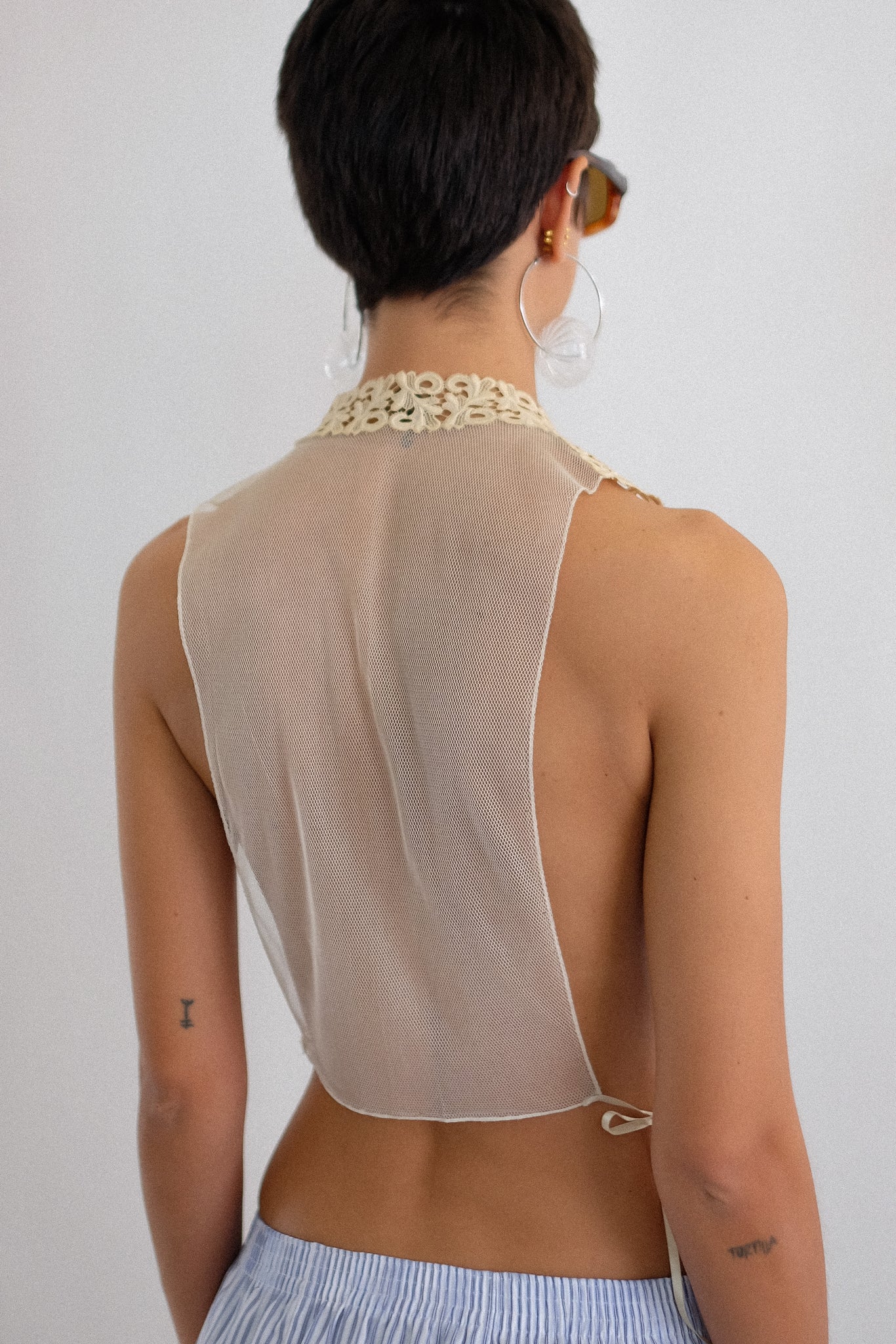 ANTIQUE LACE & NET LAYERING TOP IN CREAM