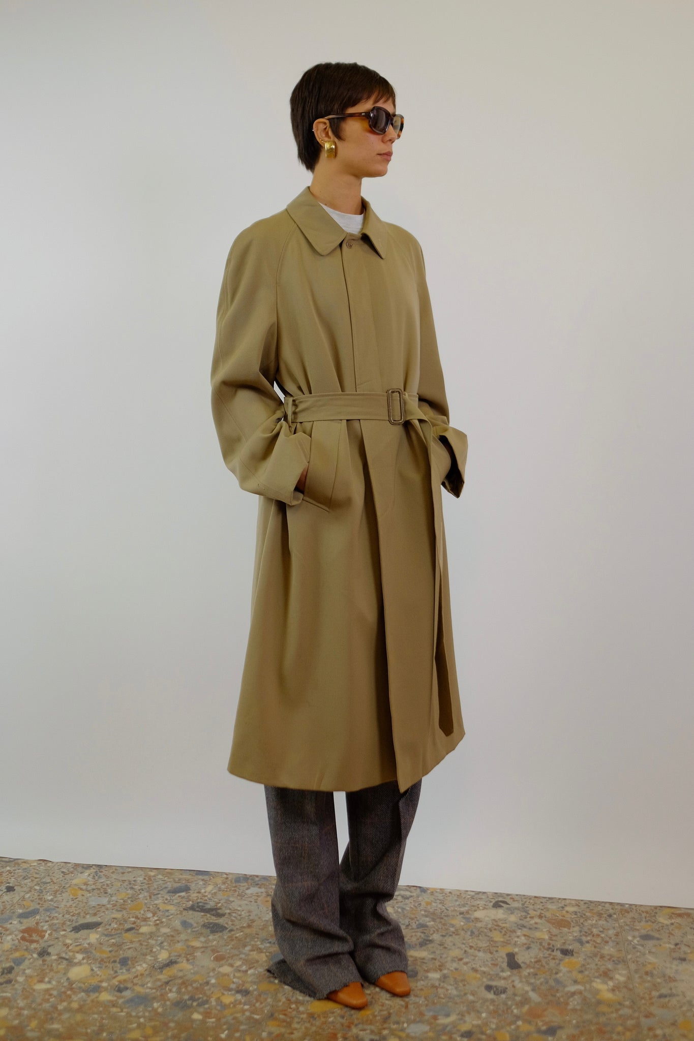 BALLARINI TRENCH IN BEIGE WOOL TWILL