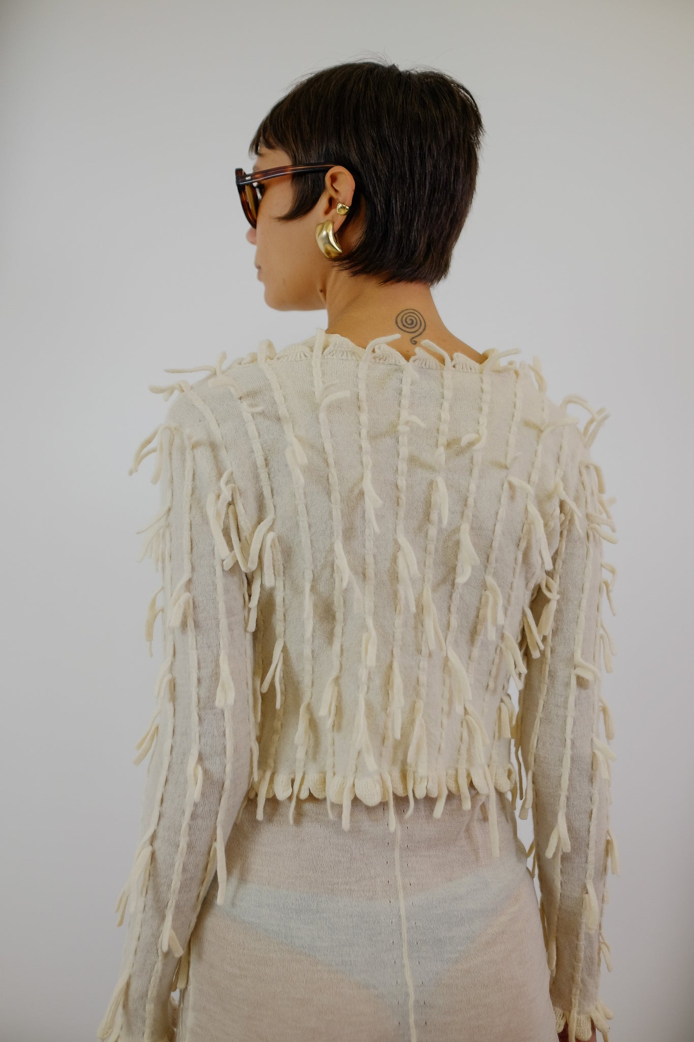 ROBERTA SCARPA CROP CARDIGAN IN CREAM