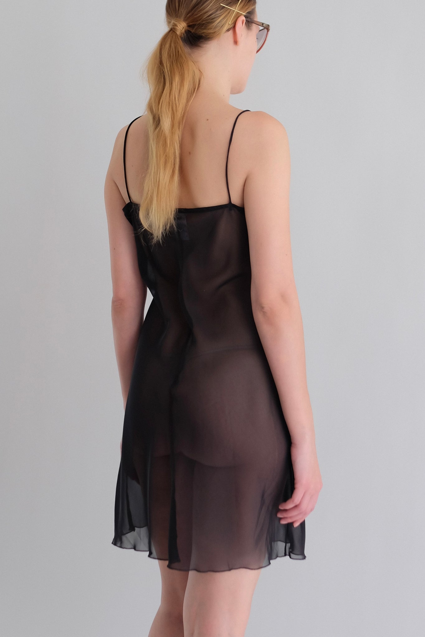 ANNA MOLINARI MINI SLIP DRESS IN BLACK