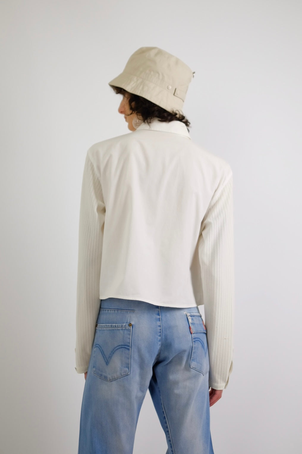 1980S GIRBAUD CROP COTTON/KNIT SHIRT