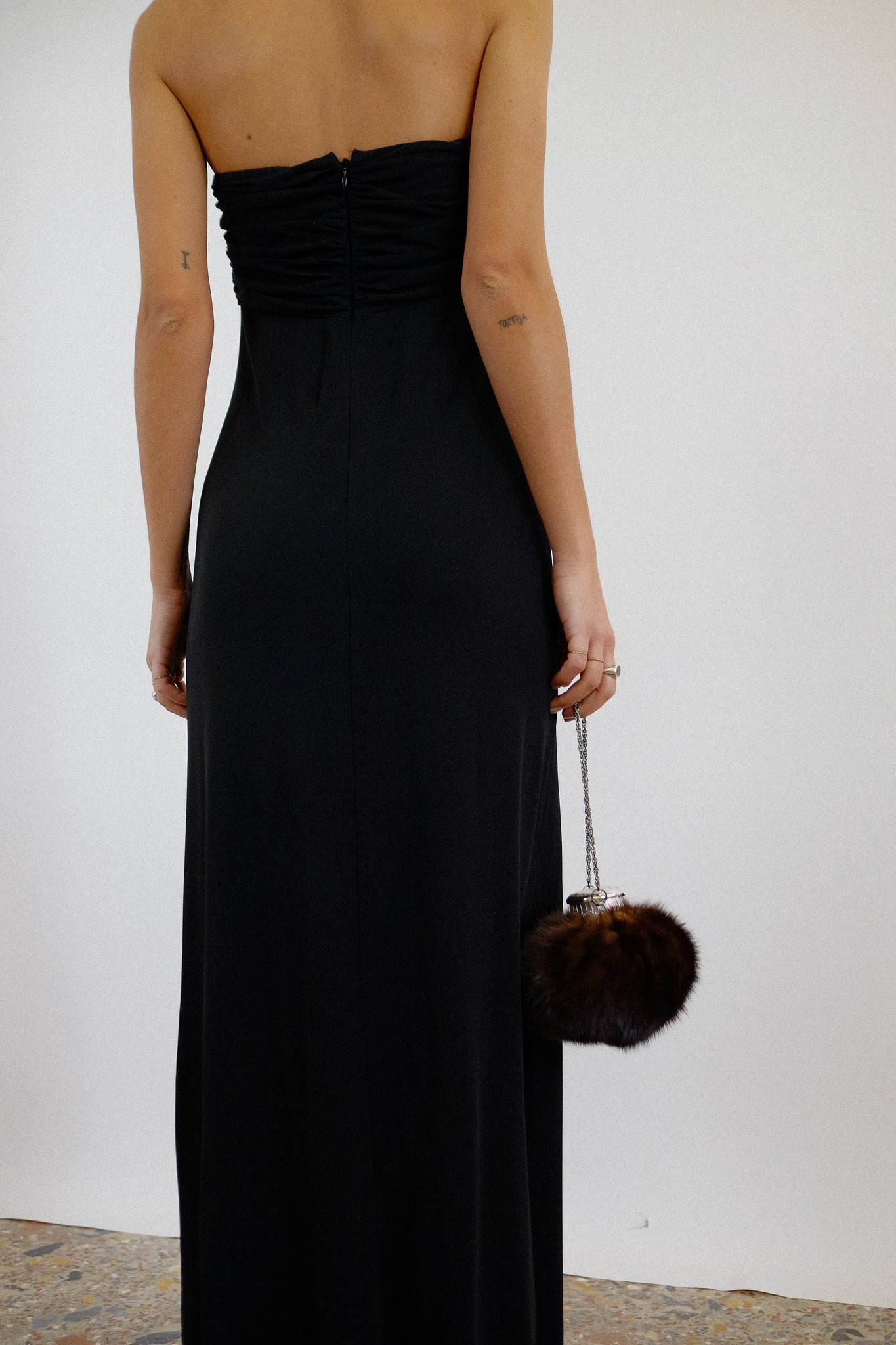 LA PERLA BLACK LABEL EVENING DRESS IN BLACK