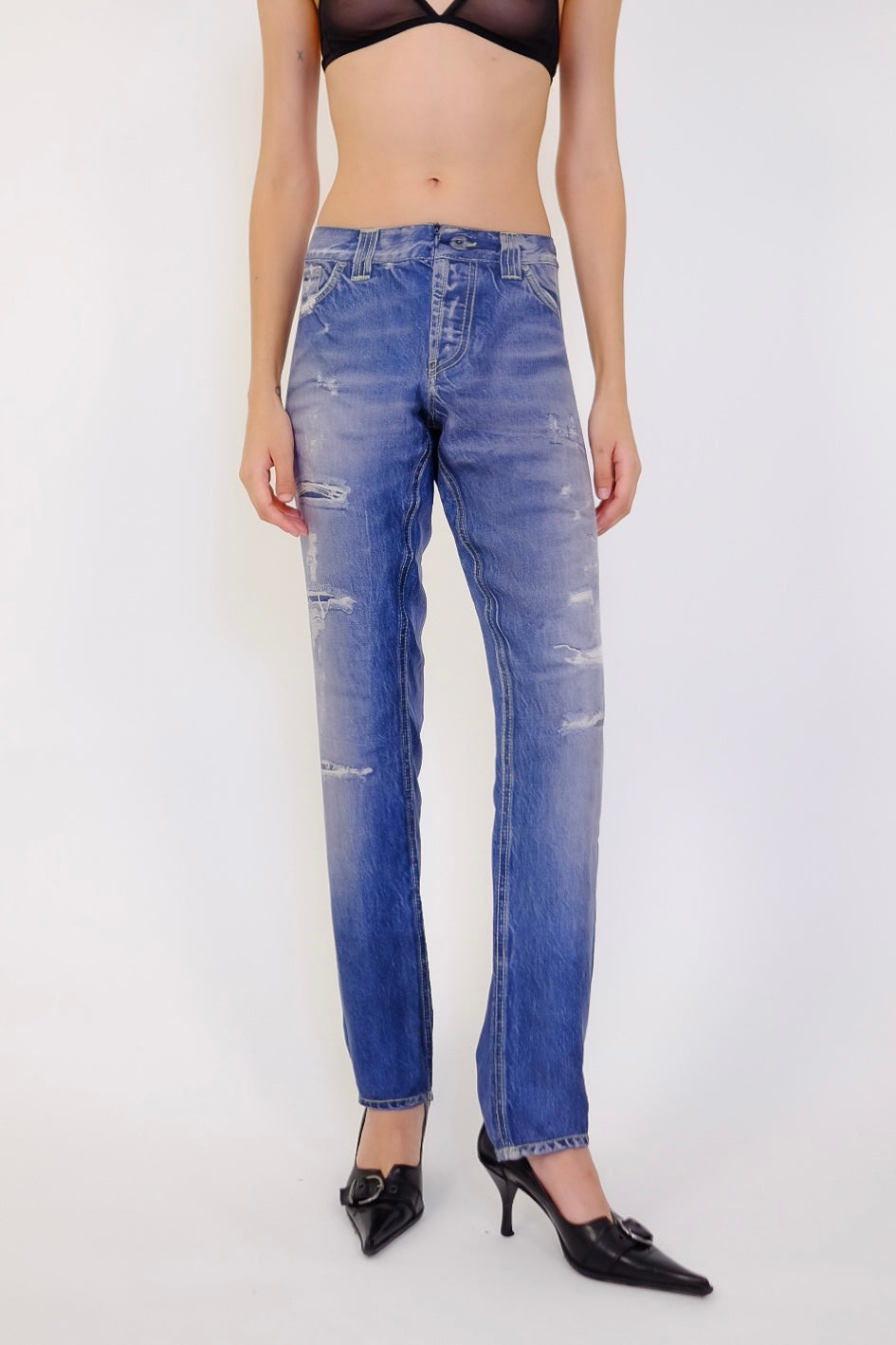 DONDUP SILK TROMPE L’OEIL DENIM