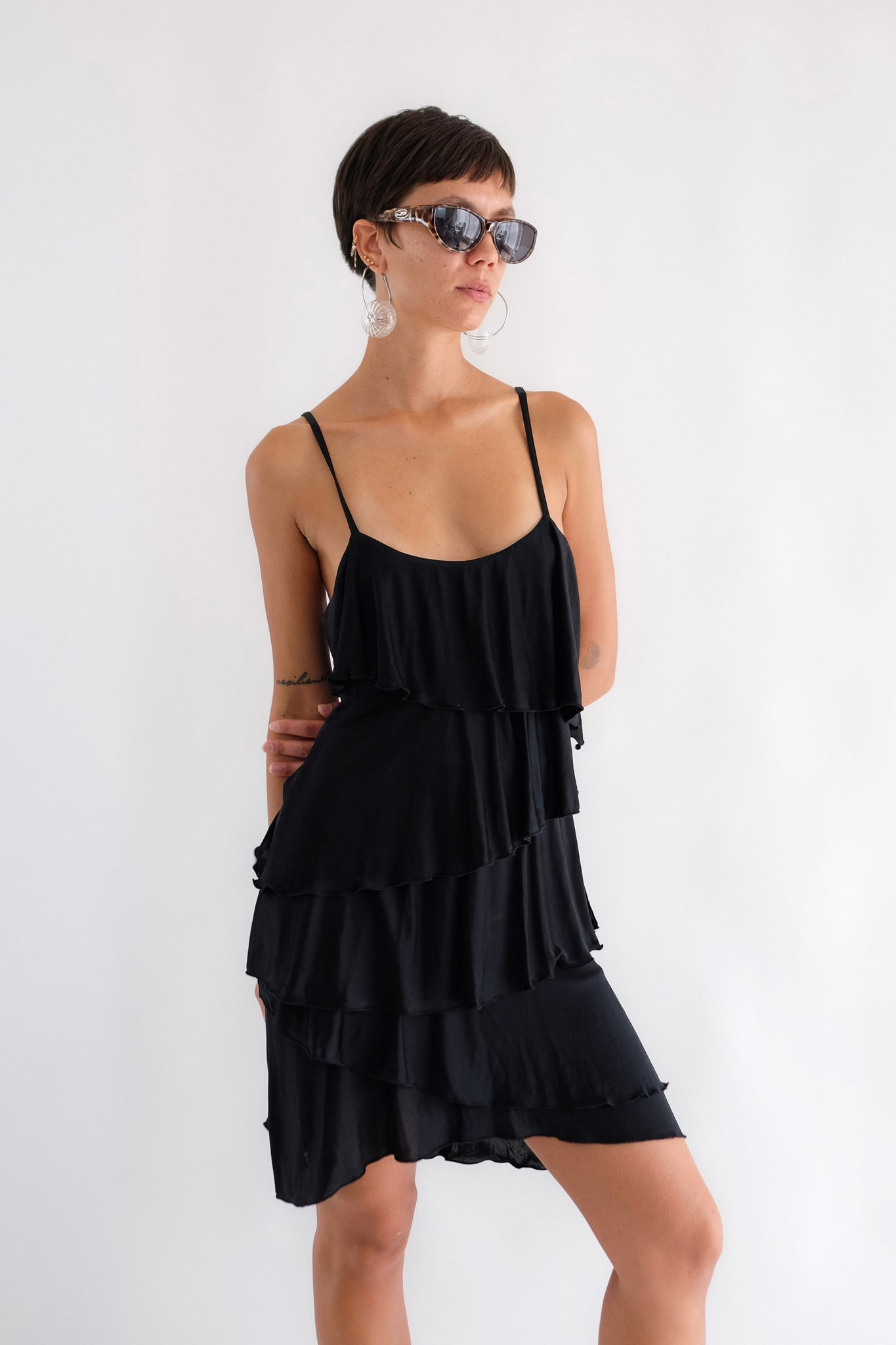 MOSCHINO TIERED DRESS IN BLACK