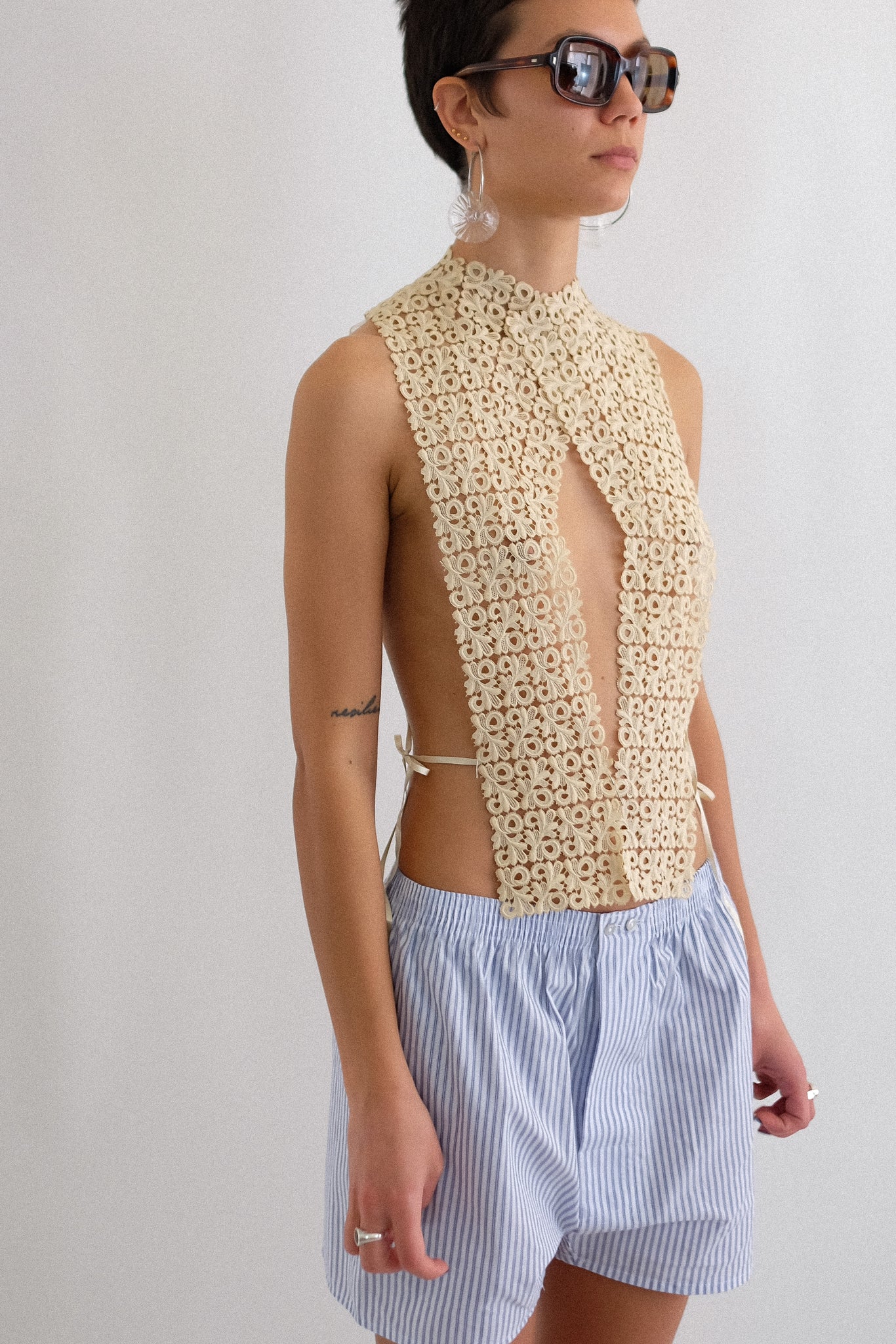 ANTIQUE LACE & NET LAYERING TOP IN CREAM