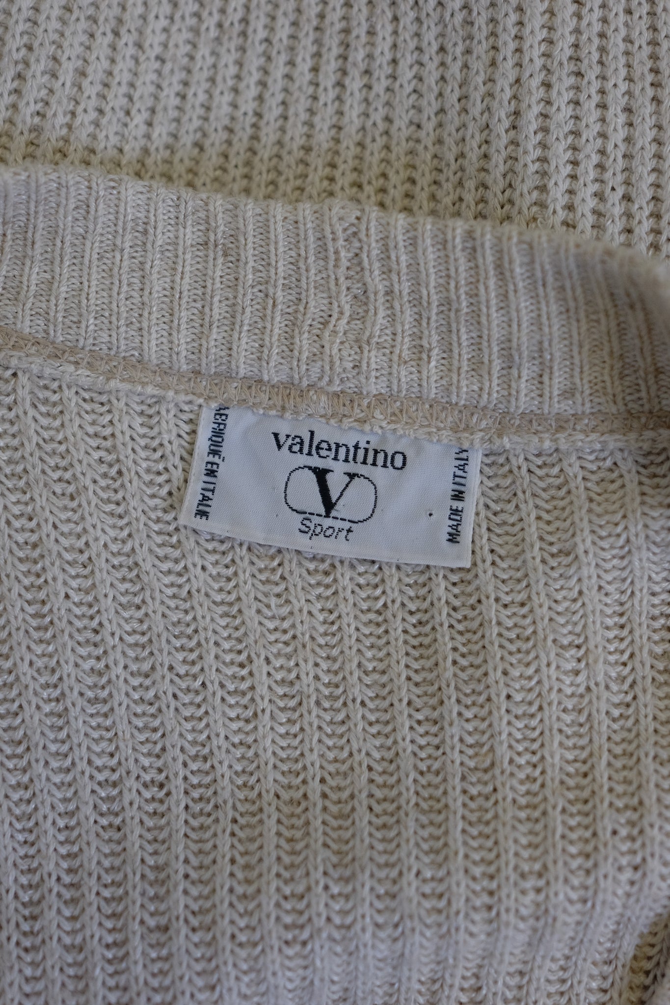 1980s VALENTINO SPORT MONOGRAM OVERSIZED CARDIGAN IN LIGHT BEIGE