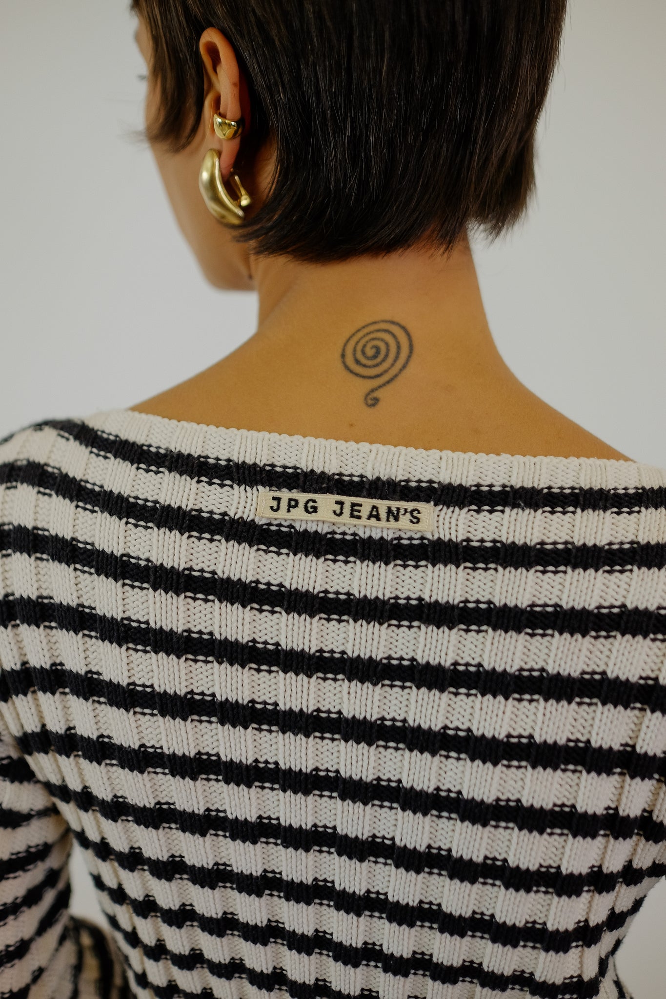 JEAN PAUL GAULTIER KNIT IN BLACK & OFF WHITE STRIPES